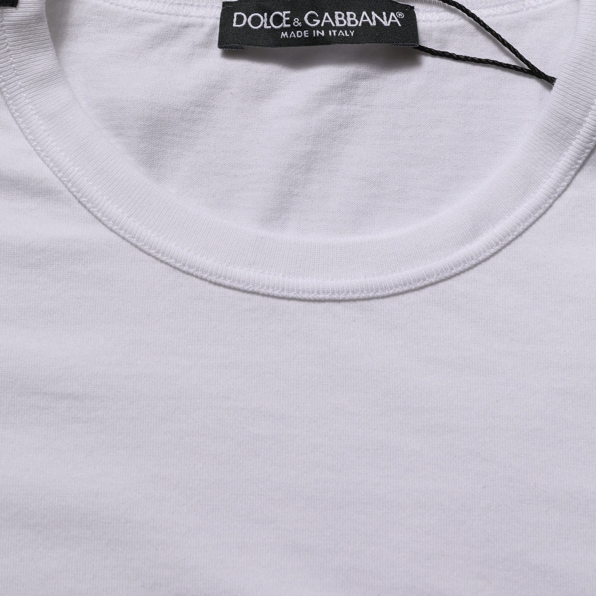 Dolce & Gabbana White Cotton Short Sleeves CrewNeck T-shirt