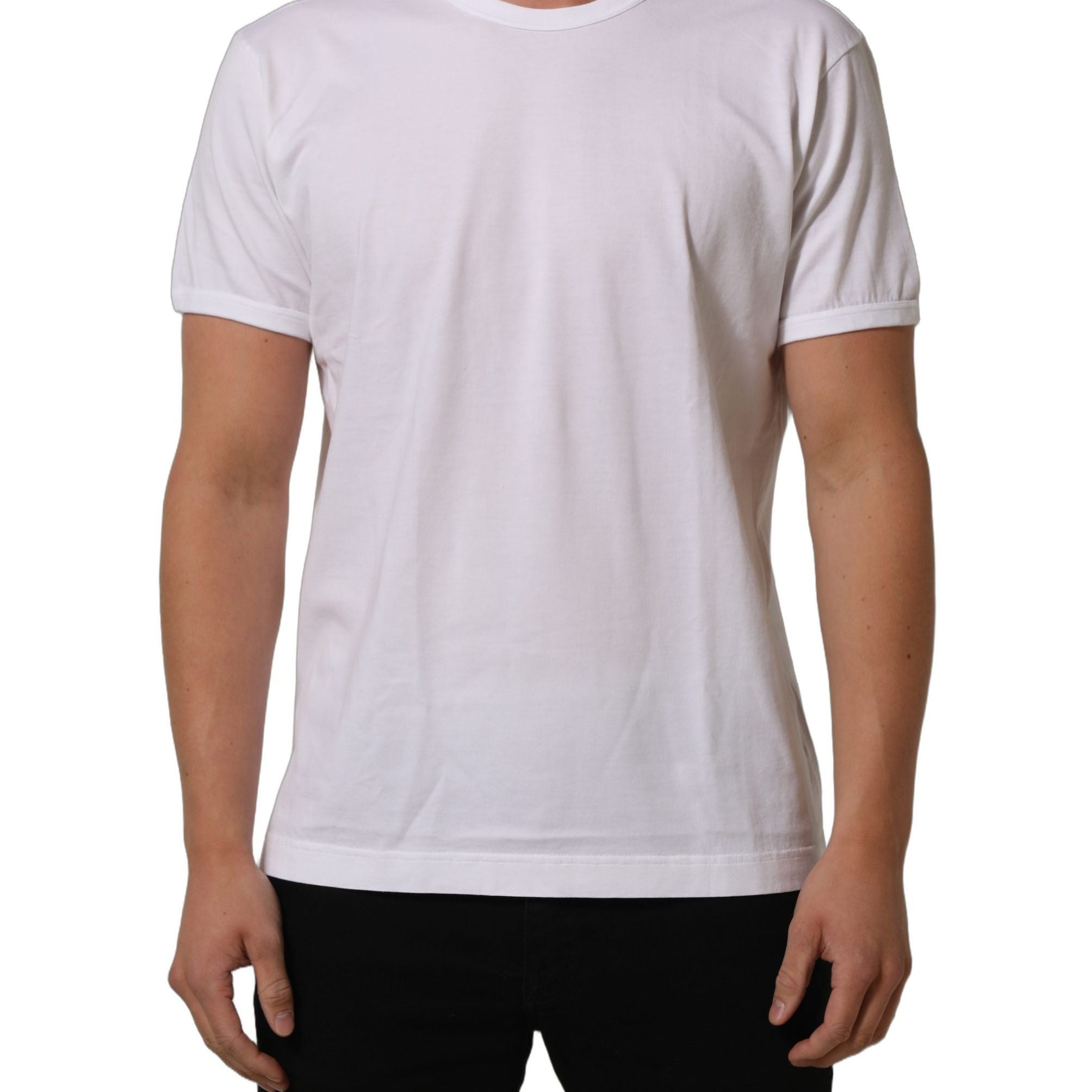 Dolce & Gabbana White Cotton Short Sleeves CrewNeck T-shirt
