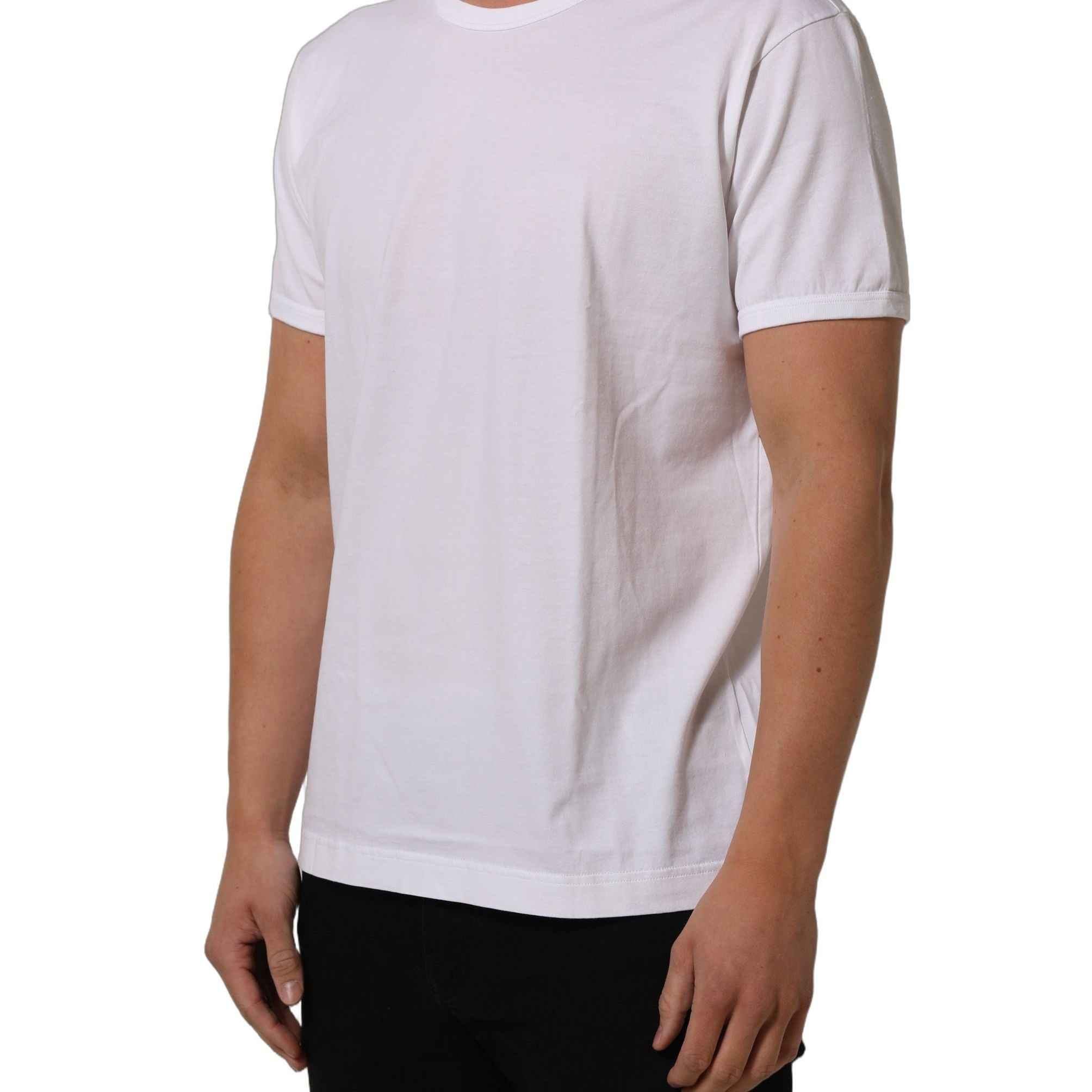 Dolce & Gabbana White Cotton Short Sleeves CrewNeck T-shirt