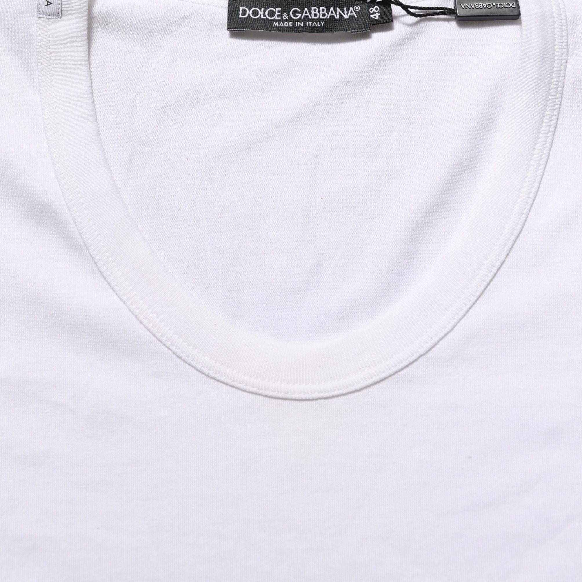 Dolce & Gabbana White Cotton Short Sleeve Round Neck T-shirt
