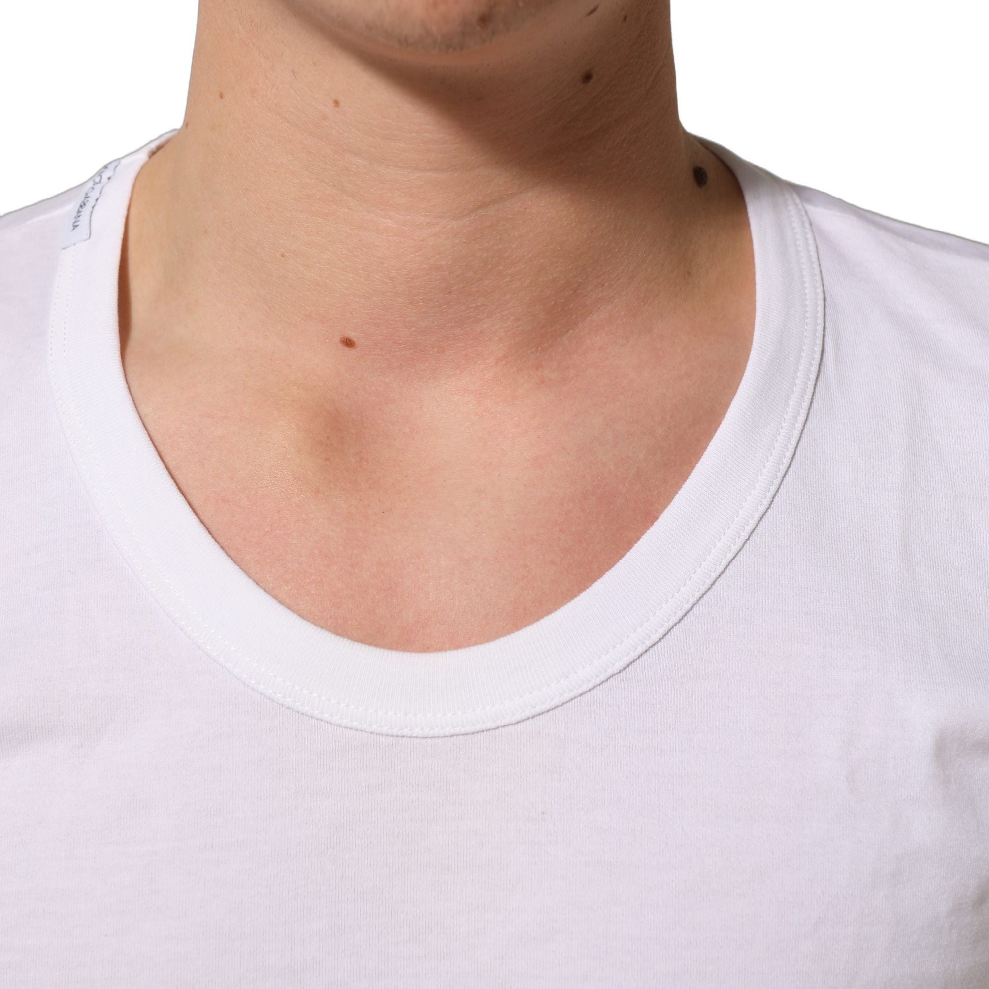 Dolce & Gabbana White Cotton Short Sleeve Round Neck T-shirt