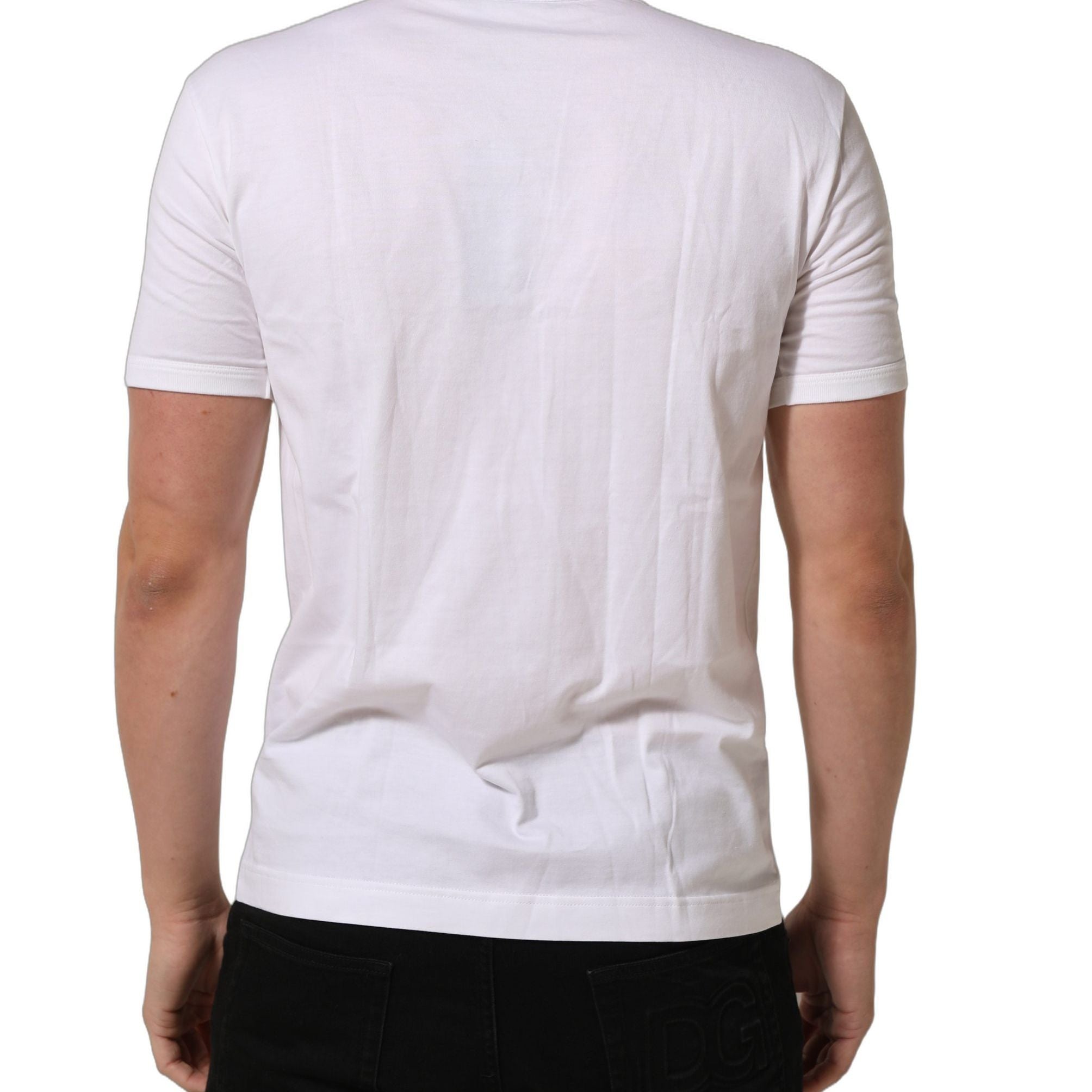Dolce & Gabbana White Cotton Short Sleeve Round Neck T-shirt