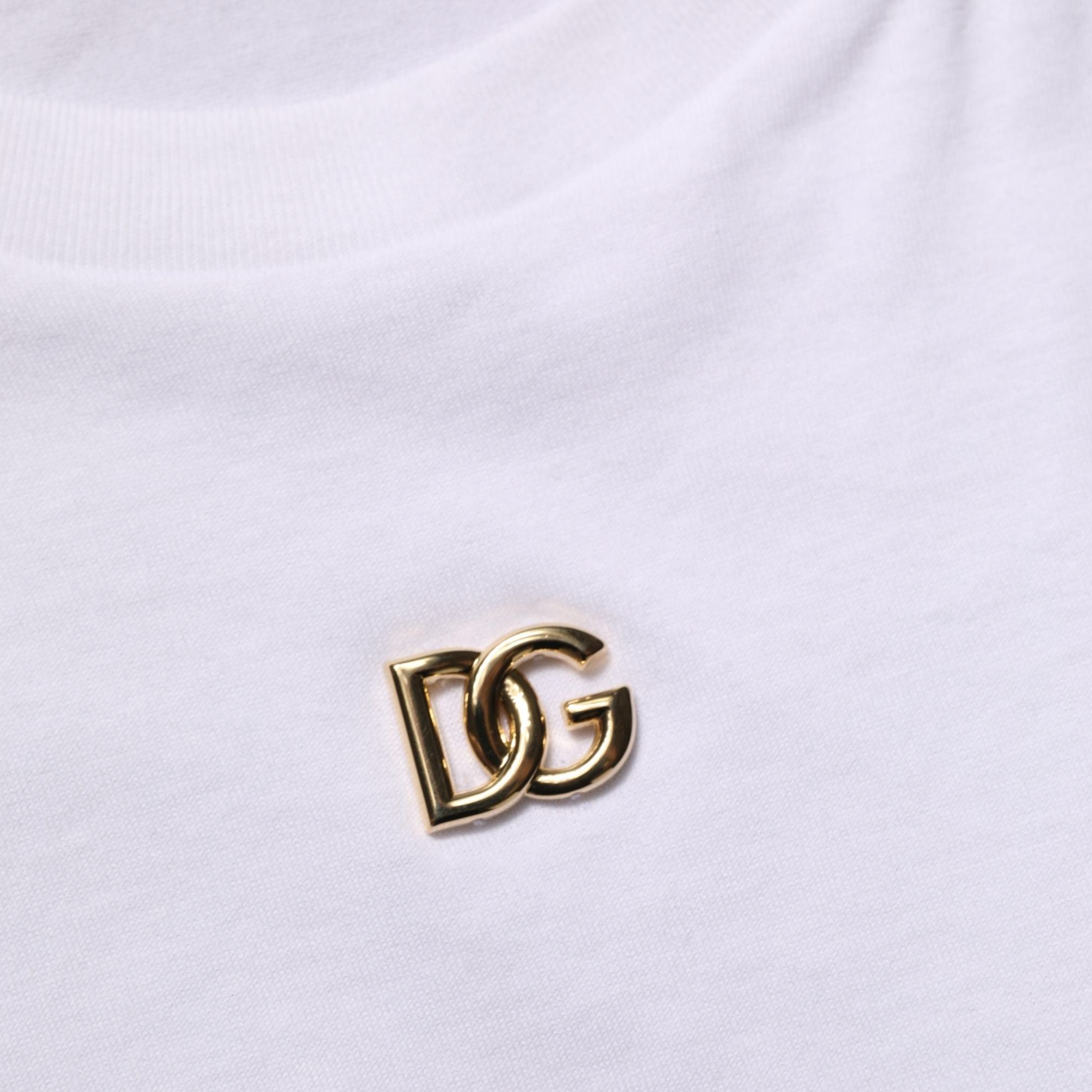 Dolce & Gabbana White Metal DG Logo Short Sleeves T-shirt