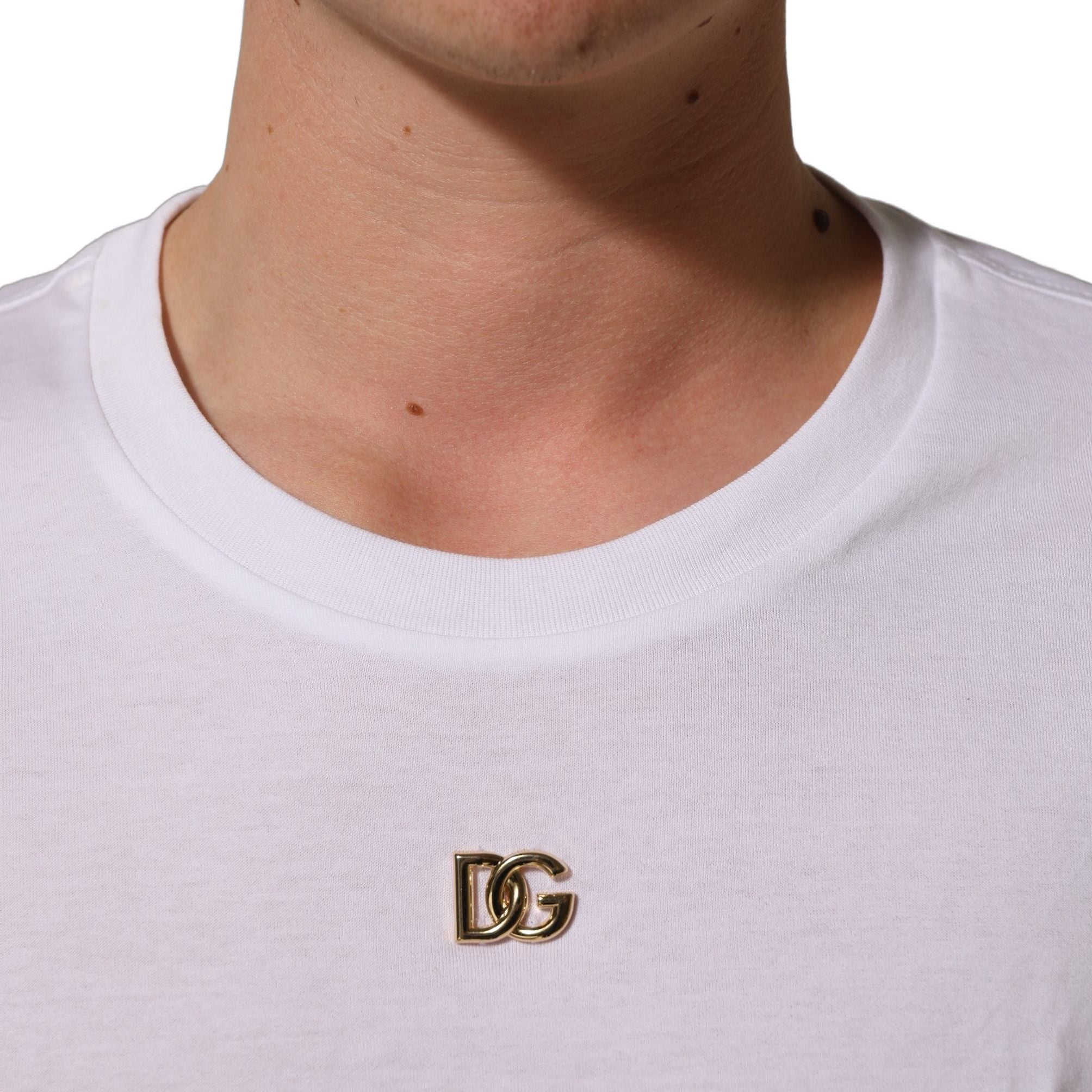 Dolce & Gabbana White Metal DG Logo Short Sleeves T-shirt