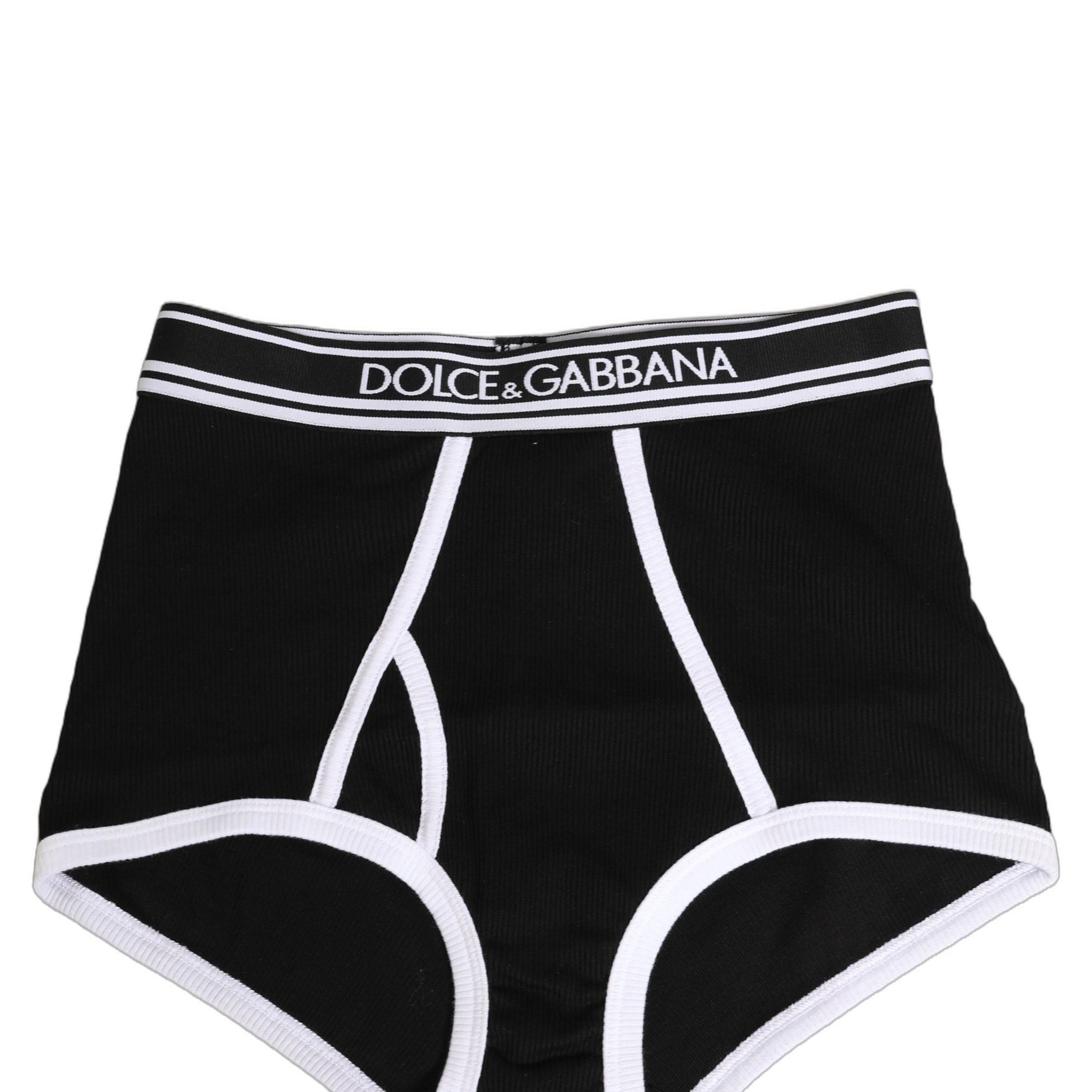 Dolce & Gabbana Black White Logo Waistband Coulotte Panty Underwear