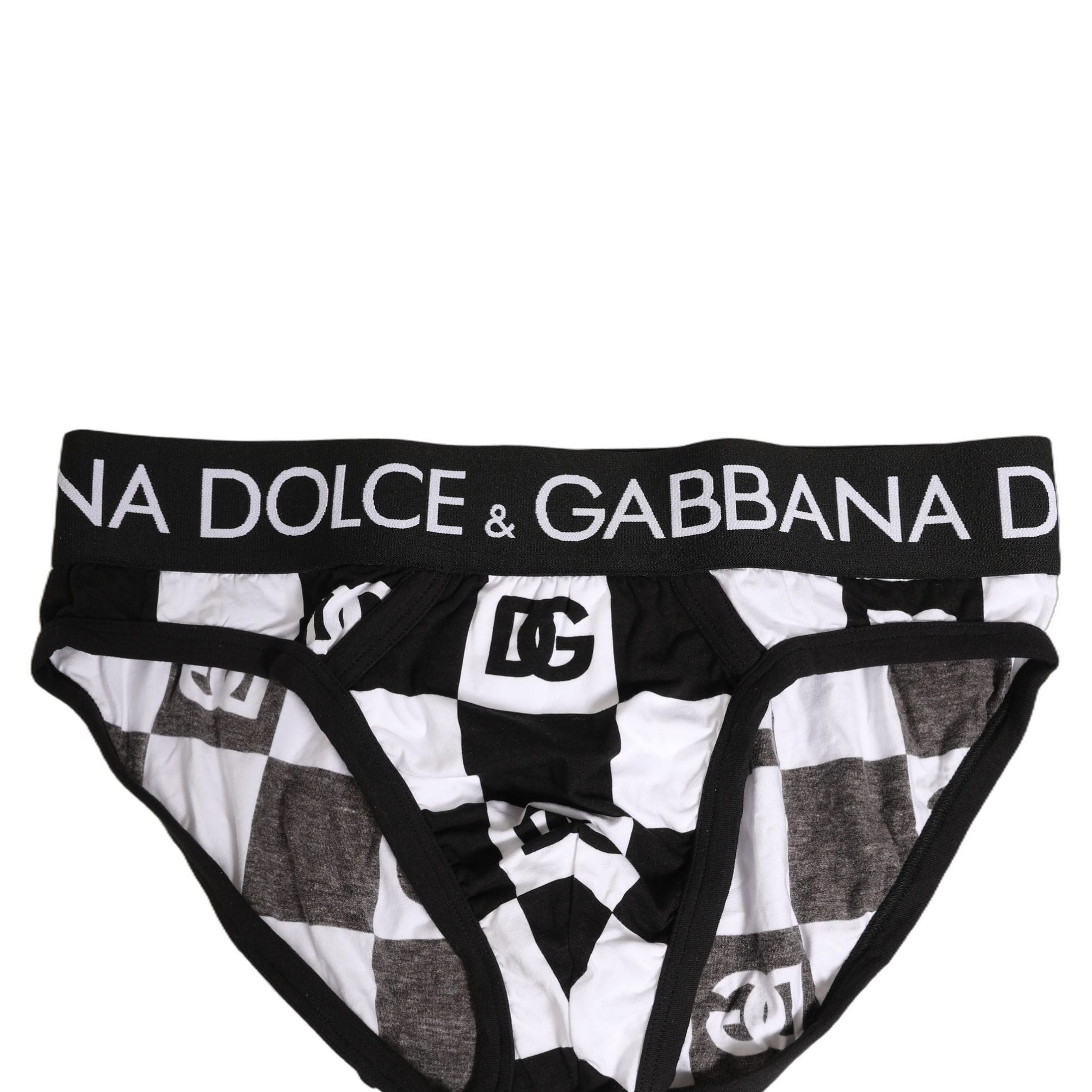 Dolce & Gabbana Black White Logo Checkered Midi Brief Underwear