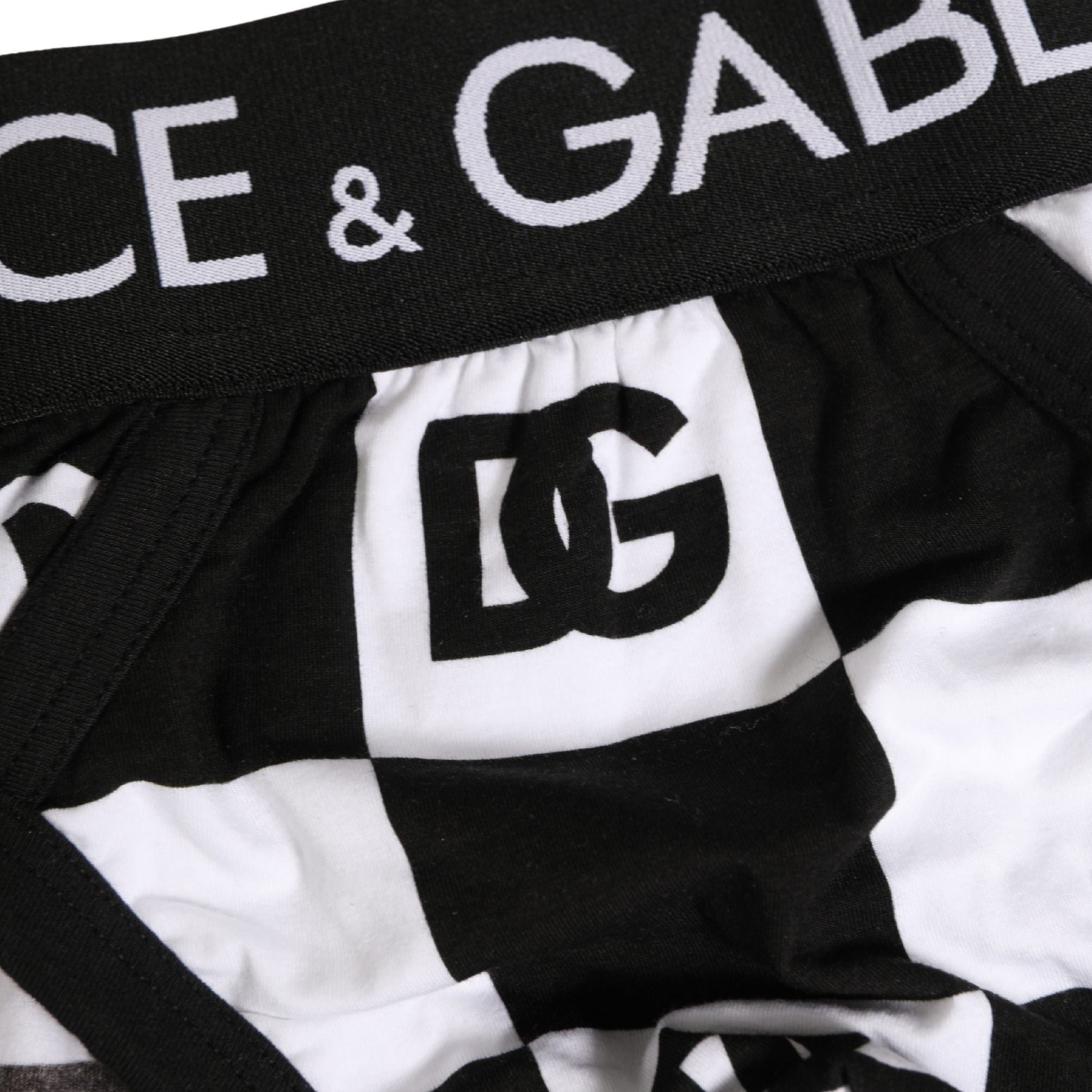 Dolce & Gabbana Black White Logo Checkered Midi Brief Underwear
