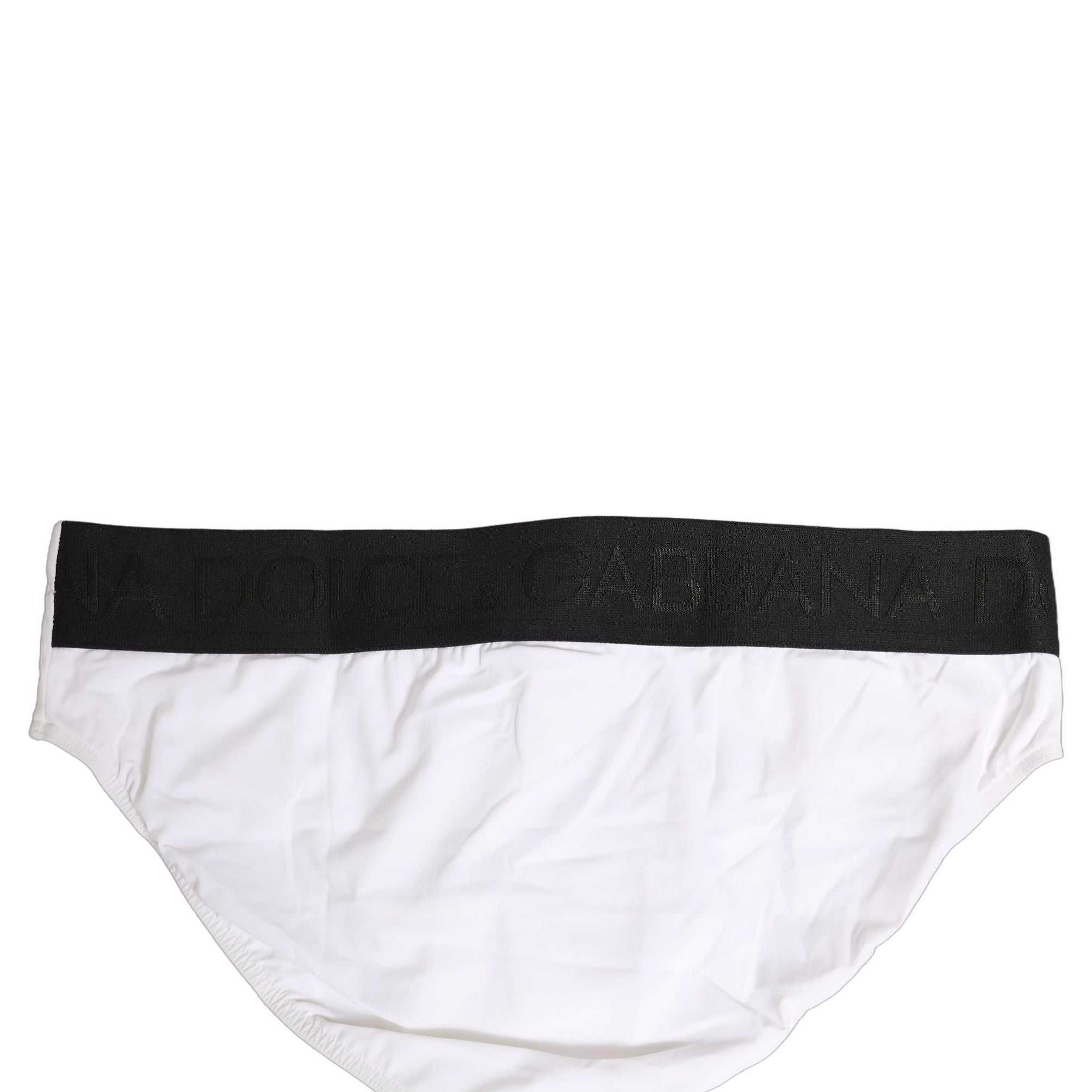 Dolce & Gabbana White Stretch Drawstring Swim Brief Swimwear