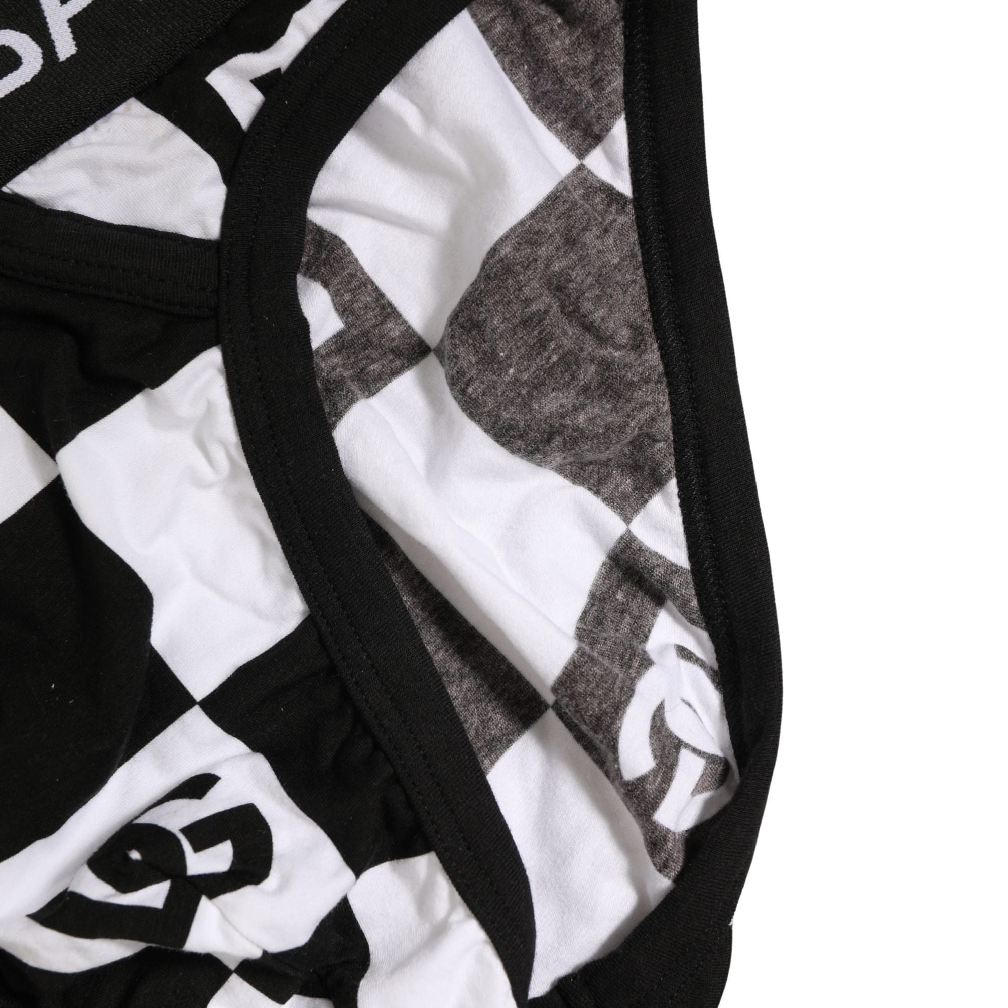 Dolce & Gabbana Black White Logo Checkered Midi Brief Underwear