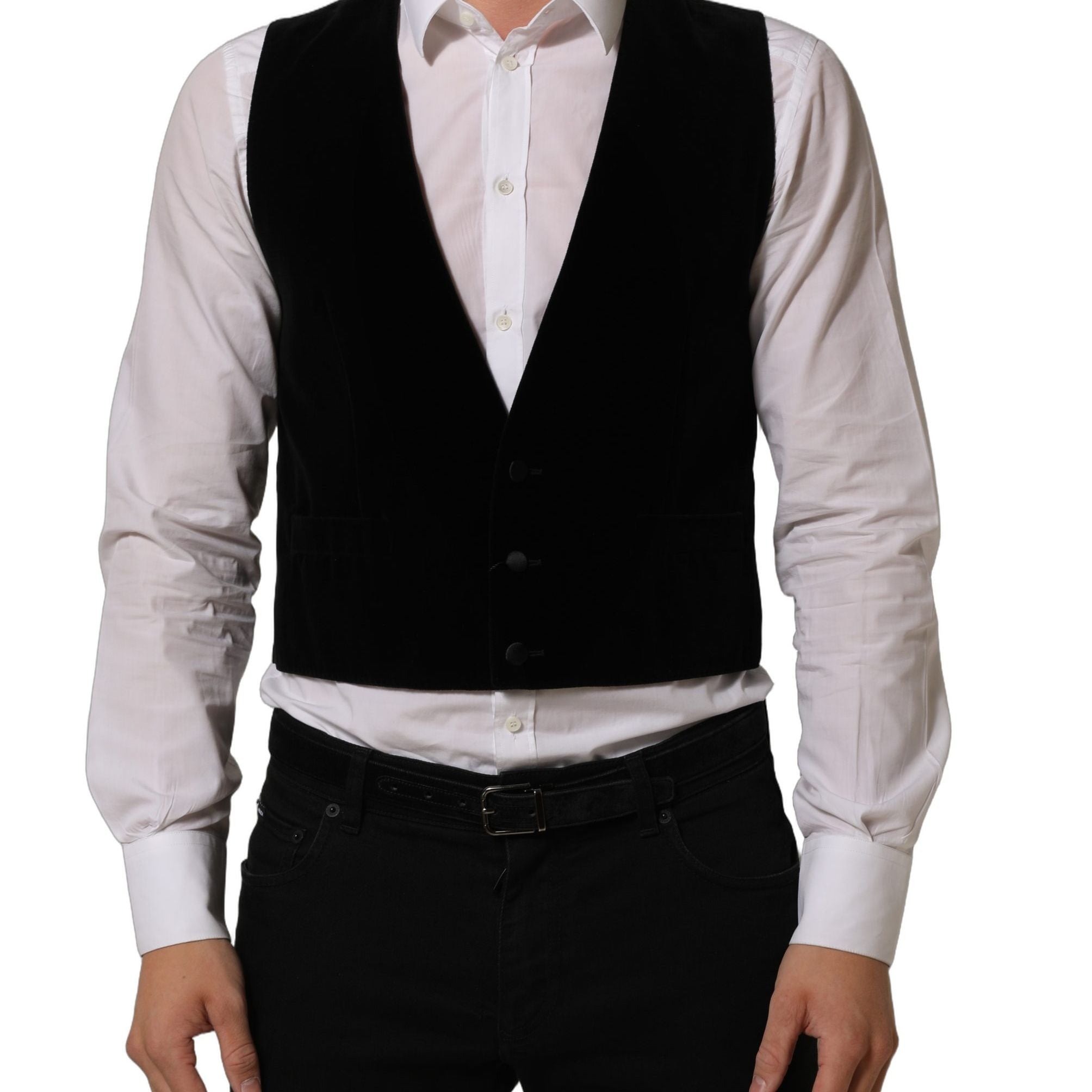Dolce & Gabbana Black Wool Blend Waistcoat Formal Dress Vest