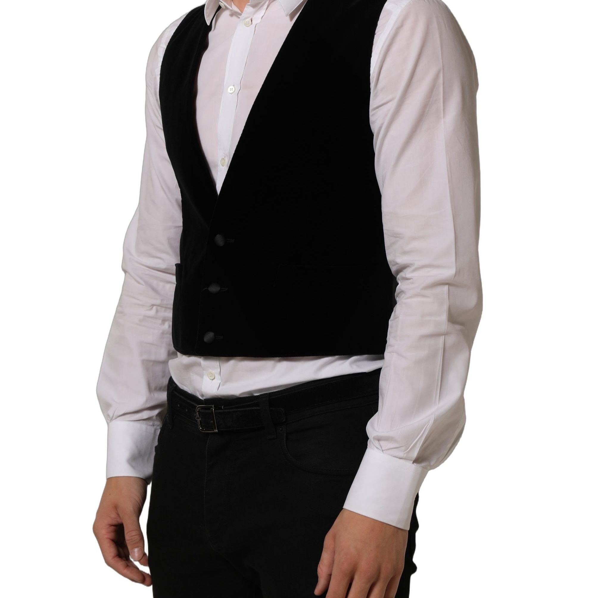 Dolce & Gabbana Black Wool Blend Waistcoat Formal Dress Vest