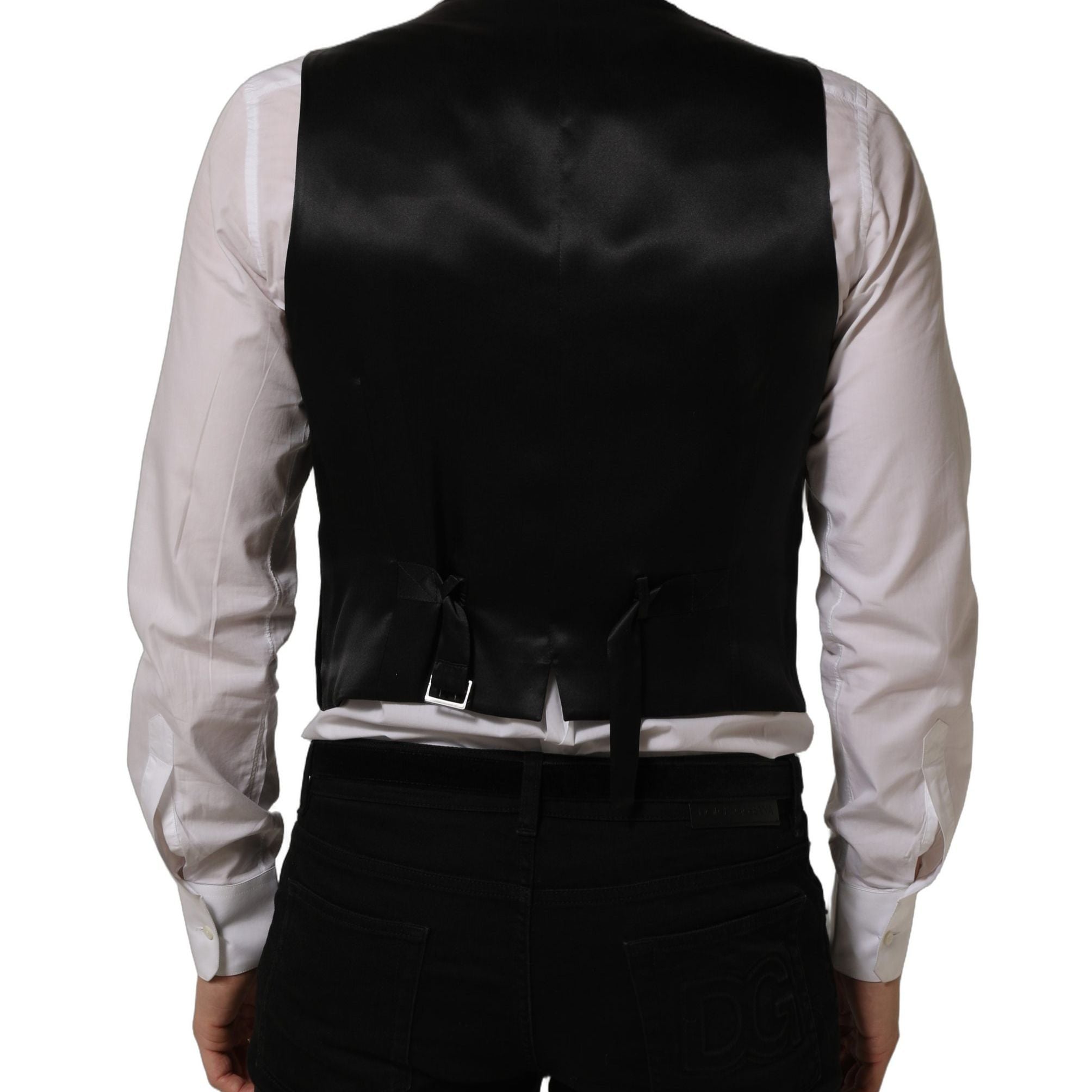 Dolce & Gabbana Black Wool Blend Waistcoat Formal Dress Vest