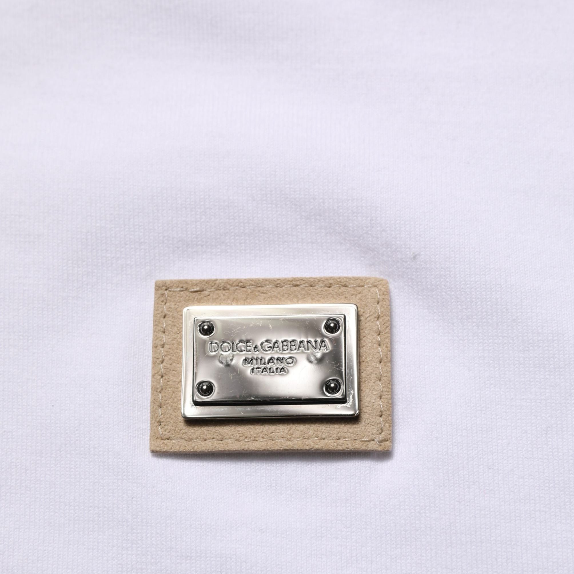 Dolce & Gabbana White Cotton Logo Plaque Crew Neck T-shirt