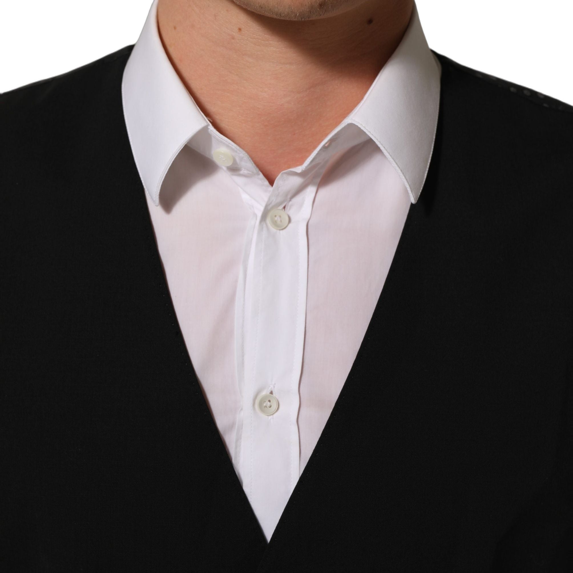Dolce & Gabbana Black Wool Stretch Waistcoat Formal Dress Vest