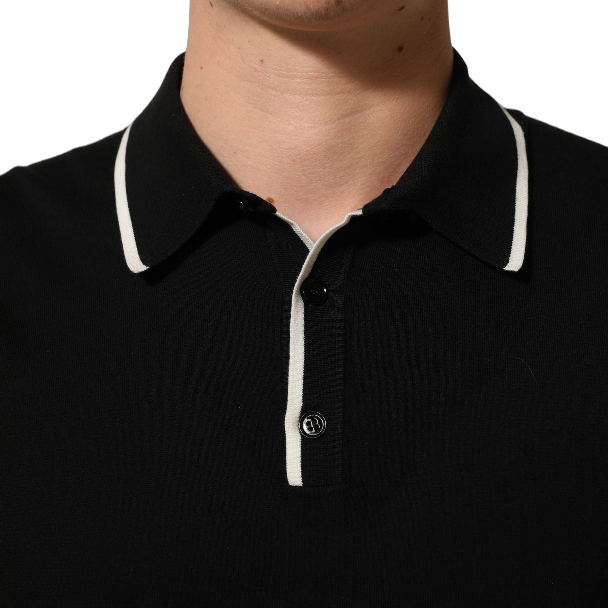 Dolce & Gabbana Black Cotton Collared Short Sleeves Men Polo T-shirt