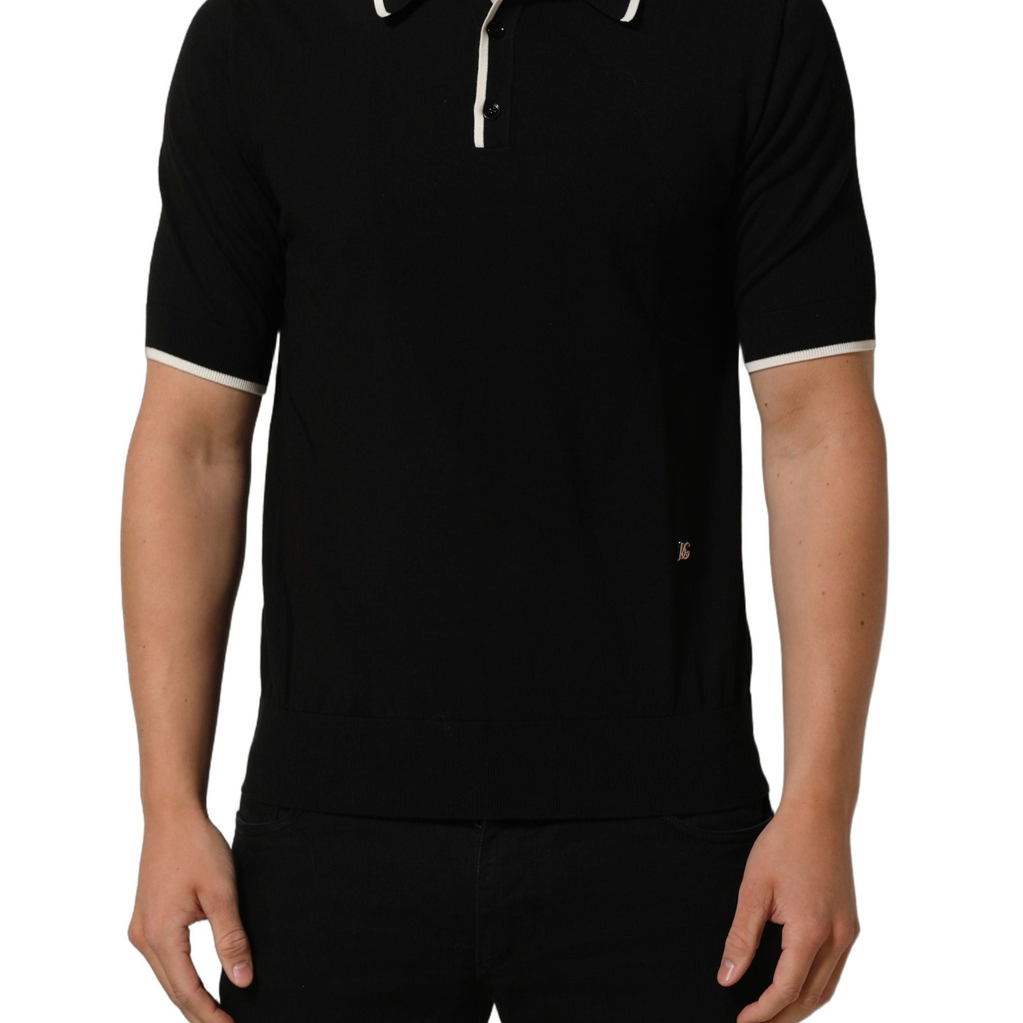 Dolce & Gabbana Black Cotton Collared Short Sleeves Men Polo T-shirt