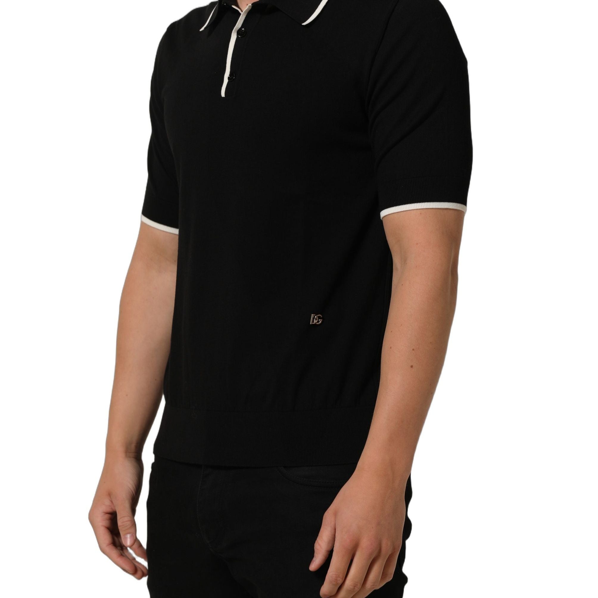 Dolce & Gabbana Black Cotton Collared Short Sleeves Men Polo T-shirt