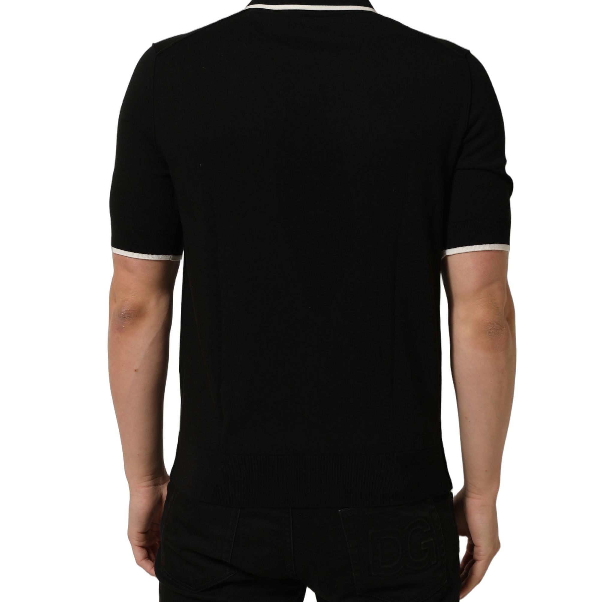 Dolce & Gabbana Black Cotton Collared Short Sleeves Men Polo T-shirt