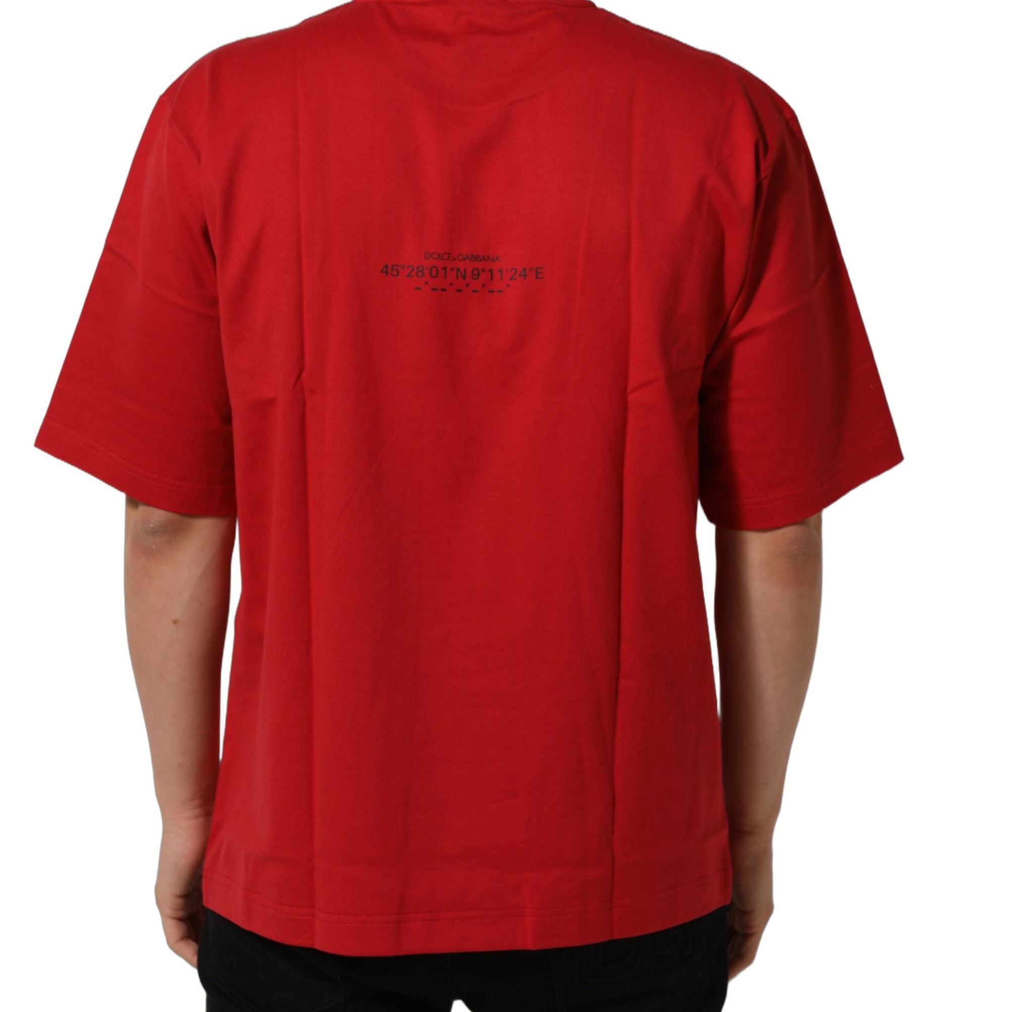 Dolce & Gabbana Red Cotton Graphic Print Crew Neck T-shirt