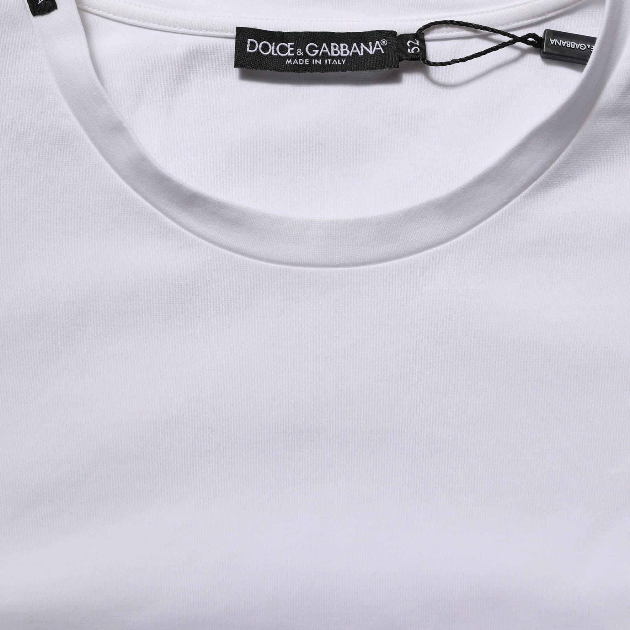 Dolce & Gabbana White Cotton Short Sleeves Crew Neck T-shirt