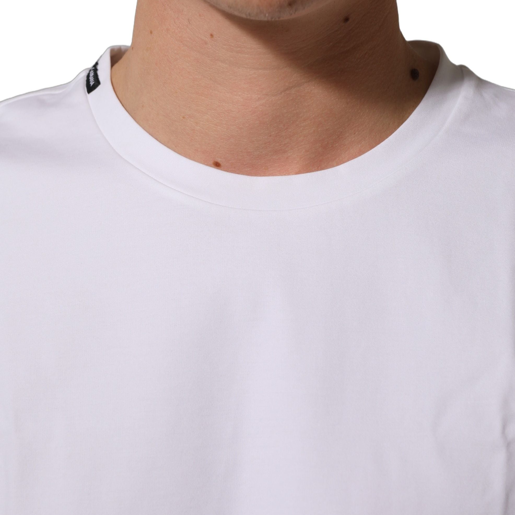 Dolce & Gabbana White Cotton Short Sleeves Crew Neck T-shirt