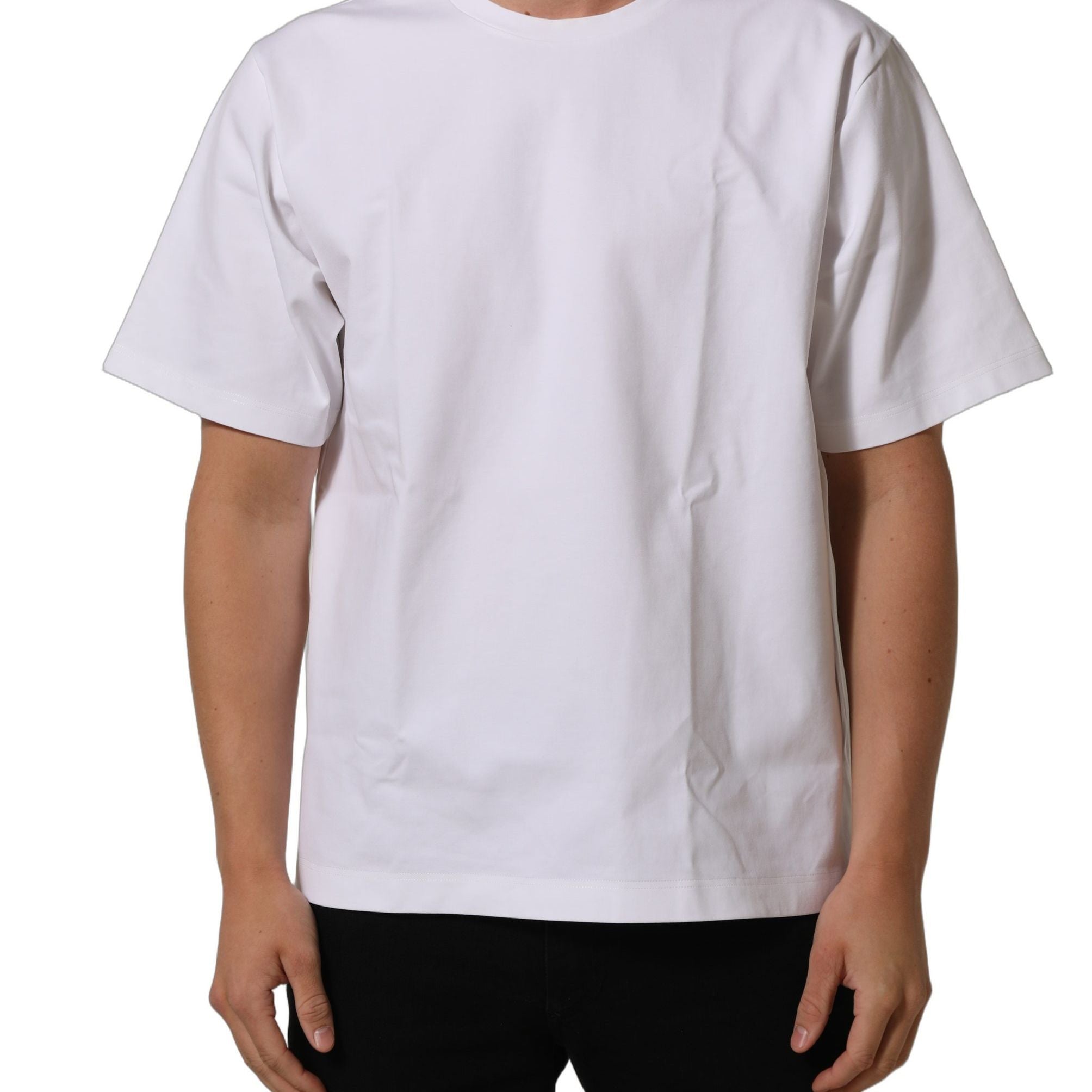 Dolce & Gabbana White Cotton Short Sleeves Crew Neck T-shirt