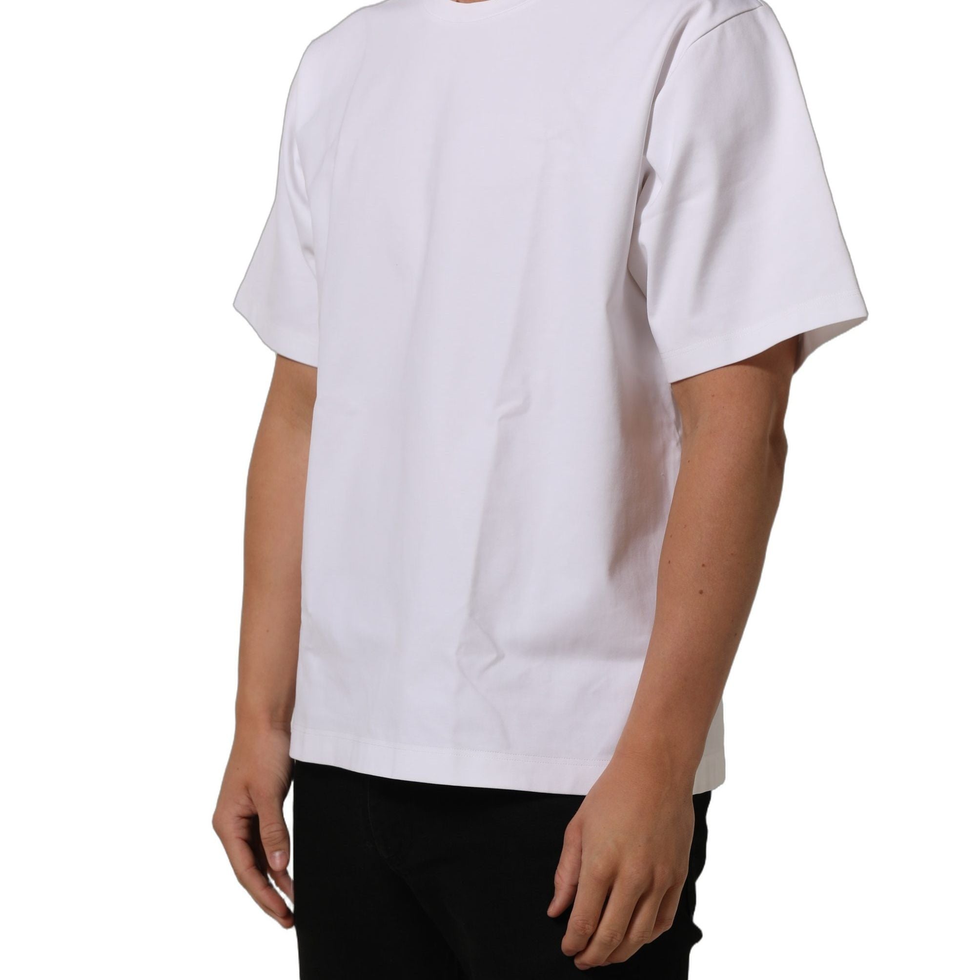 Dolce & Gabbana White Cotton Short Sleeves Crew Neck T-shirt