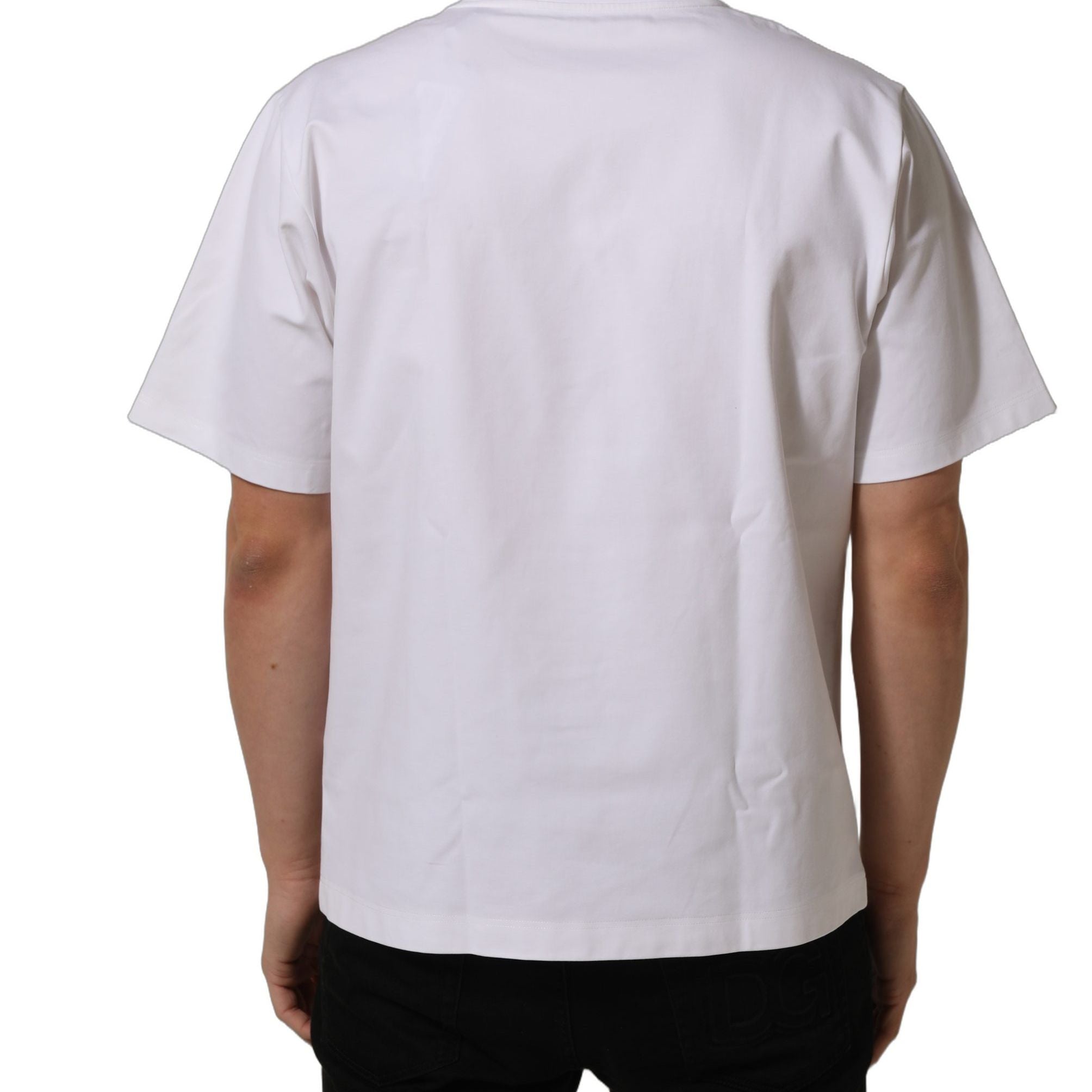 Dolce & Gabbana White Cotton Short Sleeves Crew Neck T-shirt