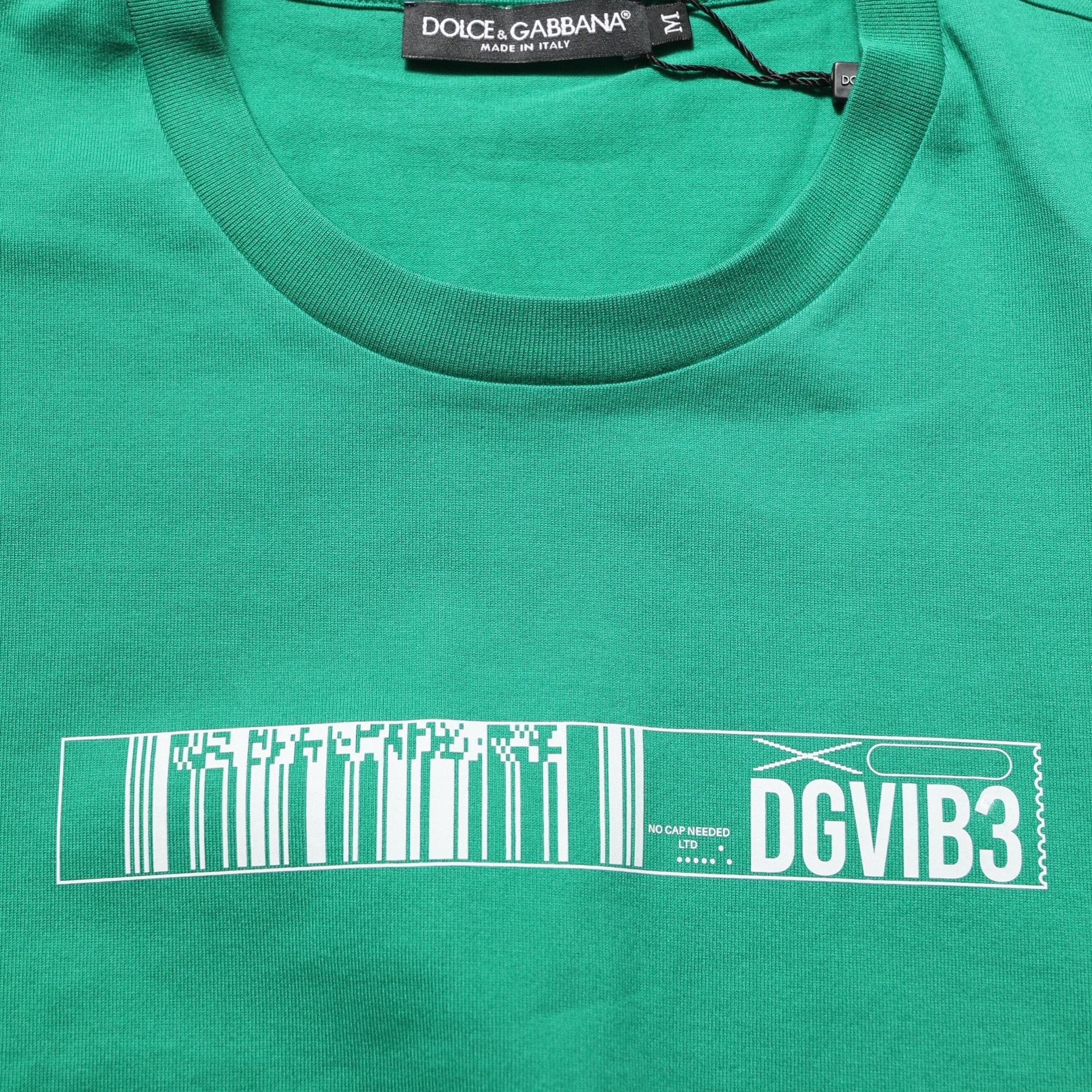 Dolce & Gabbana Green Cotton DGVIB3 Print Crew Neck T-shirt