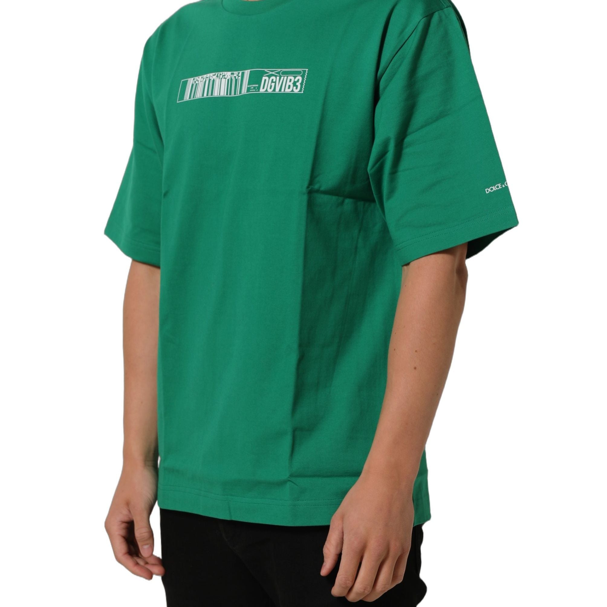 Dolce & Gabbana Green Cotton DGVIB3 Print Crew Neck T-shirt
