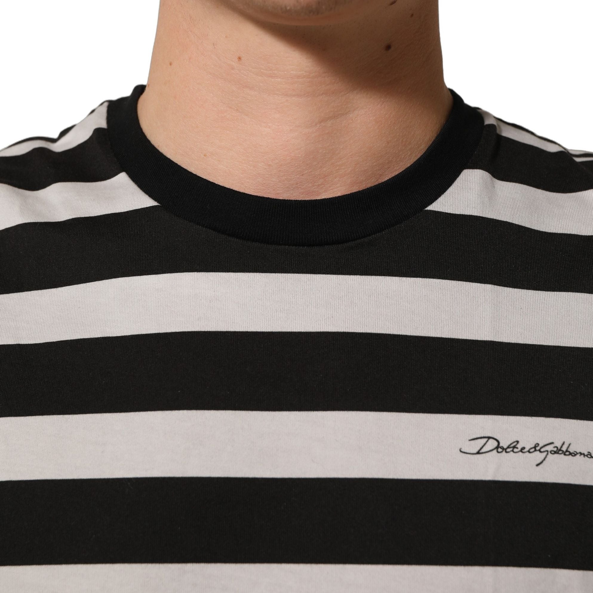 Dolce & Gabbana Black White Stripes Cotton Sleeveless T-shirt