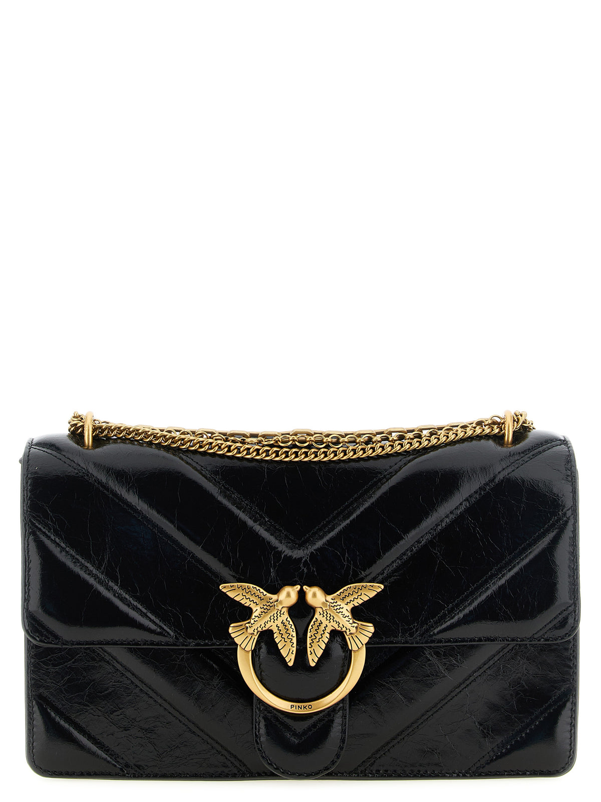 PINKO Black Calfskin Shoulder Bag
