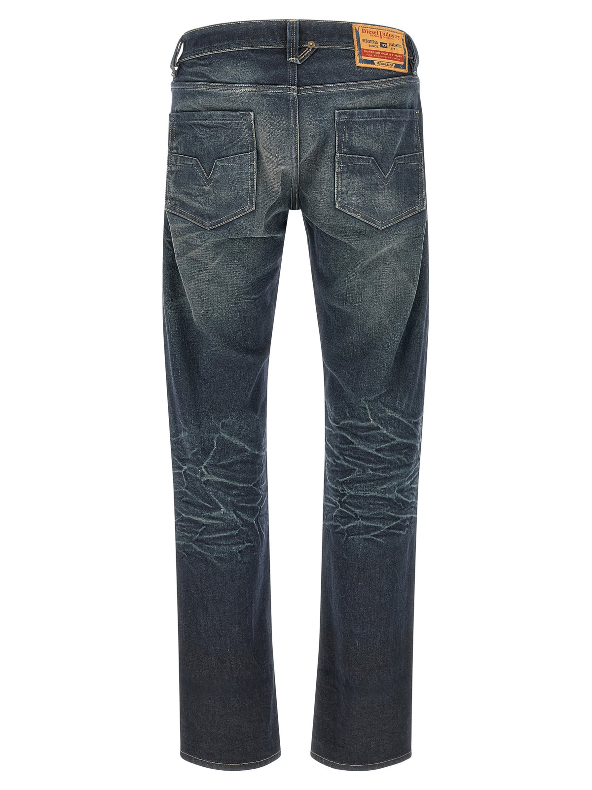 Diesel Blue Cotton Straight-Leg Jeans
