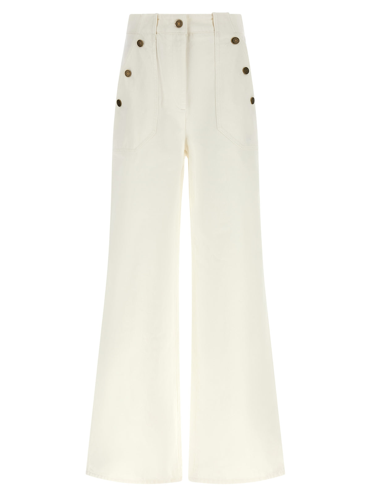 Max Mara White Cotton Flared Pants