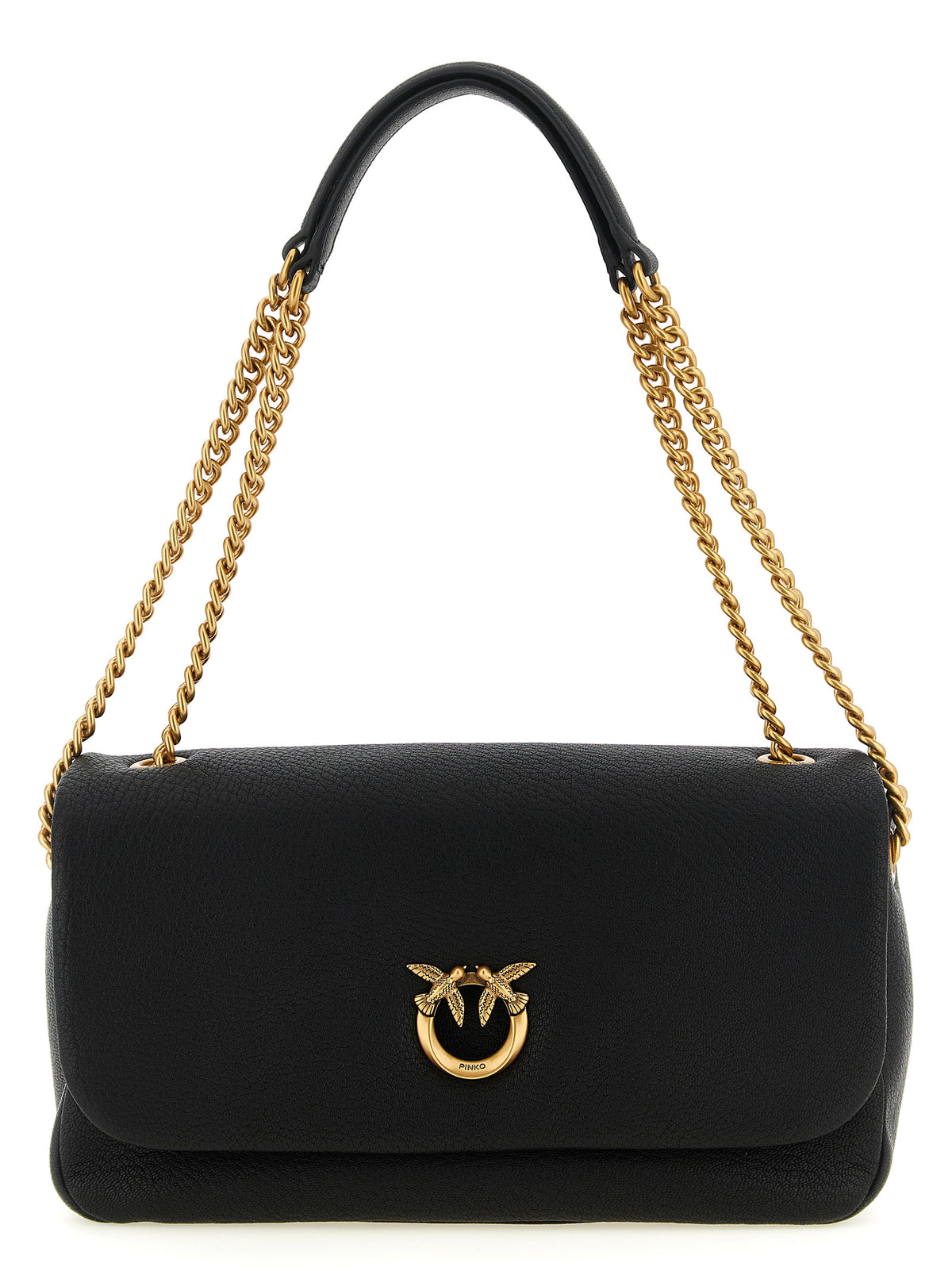 PINKO Black Lamb Leather Shoulder Bag