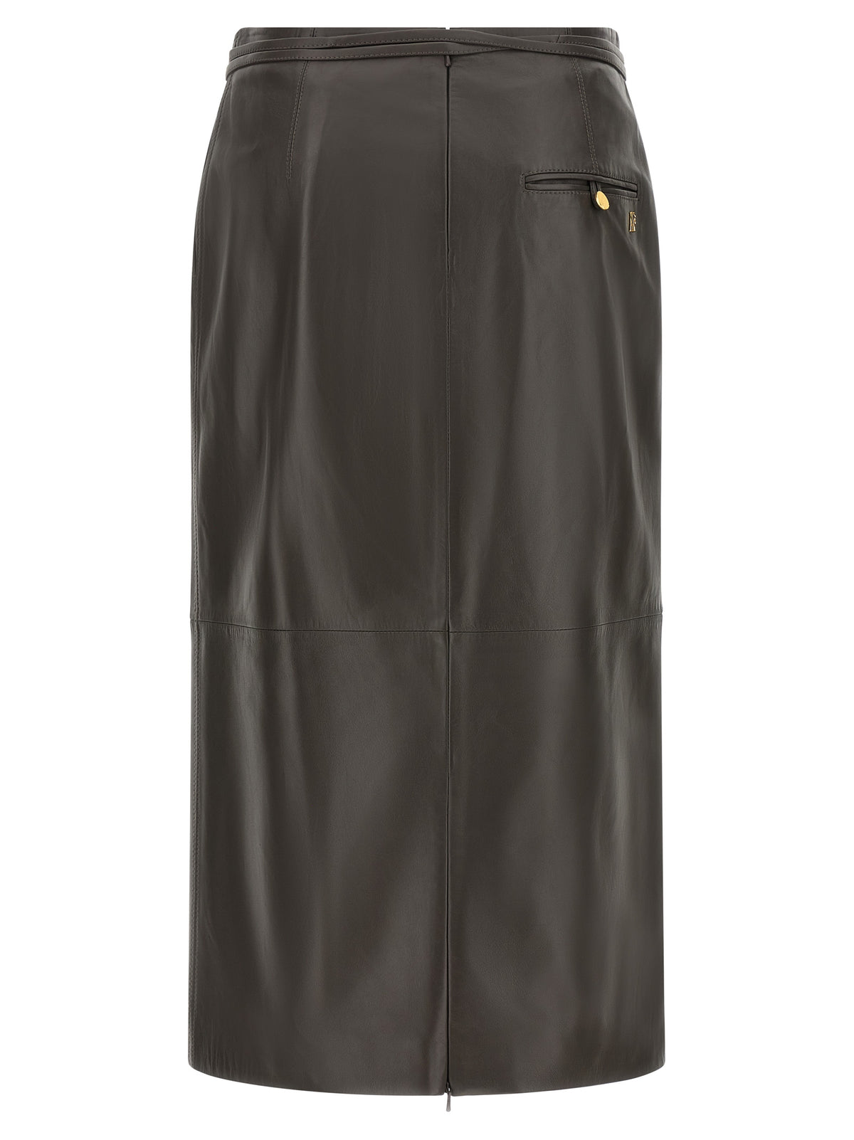 Alberta Ferretti Brown Lamb Leather Midi Skirt