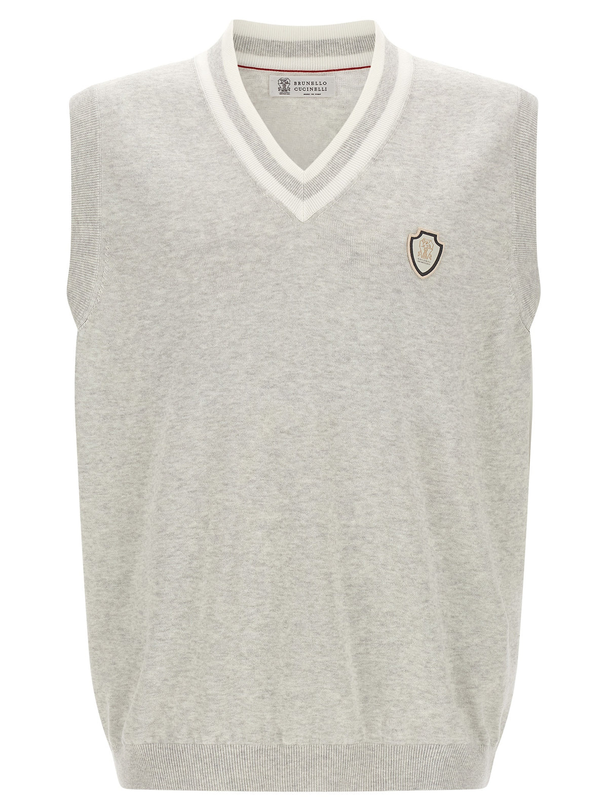 Brunello Cucinelli Gray Cotton Sleeveles Sweater