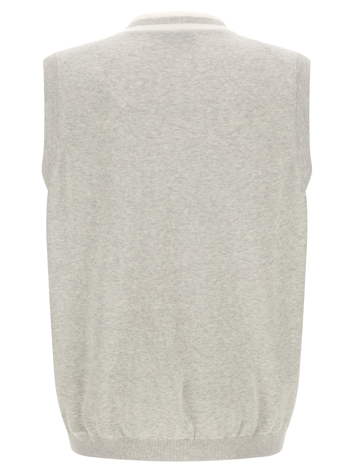 Brunello Cucinelli Gray Cotton Sleeveles Sweater