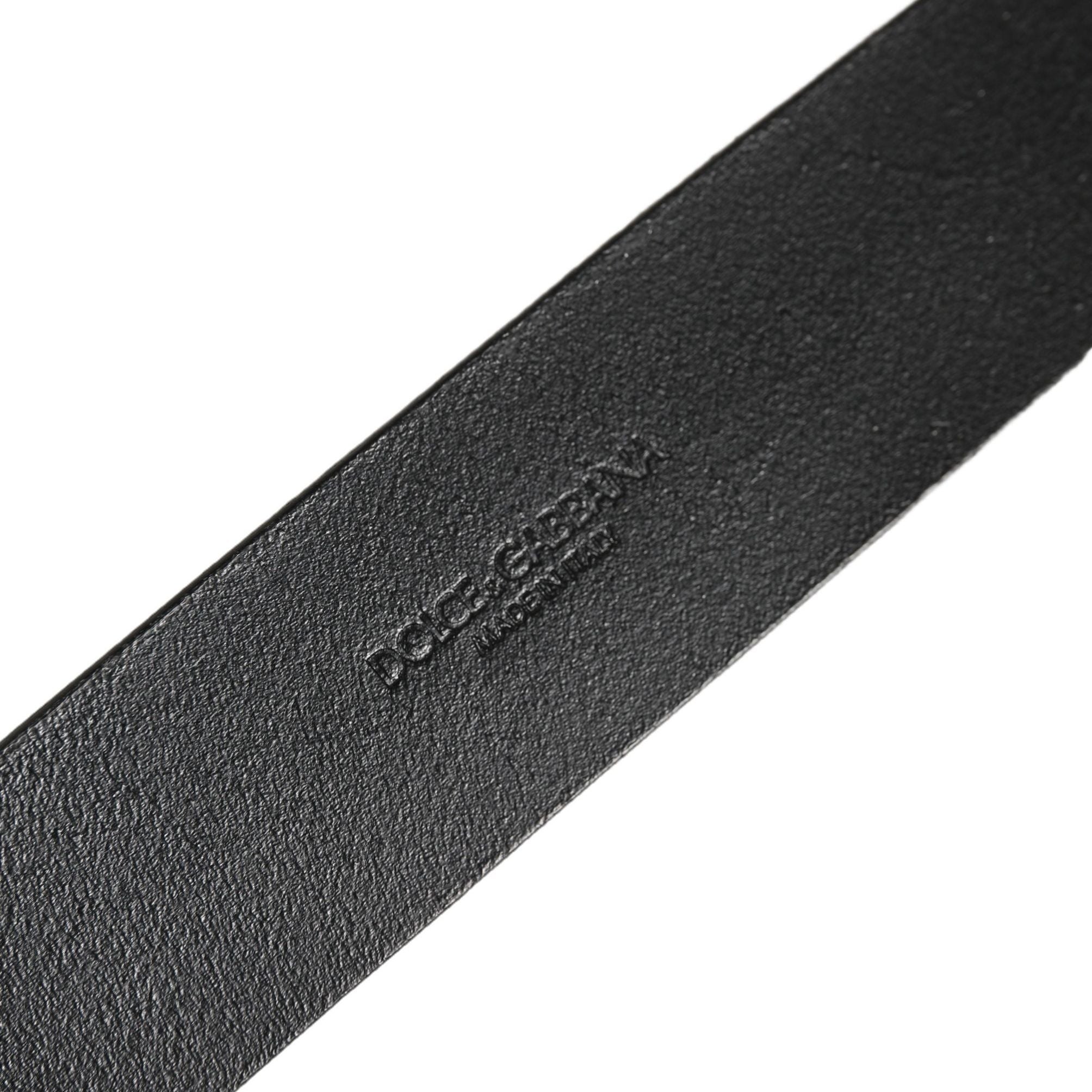 Dolce & Gabbana Black Leather Brushed Metal Buckle Men Belt