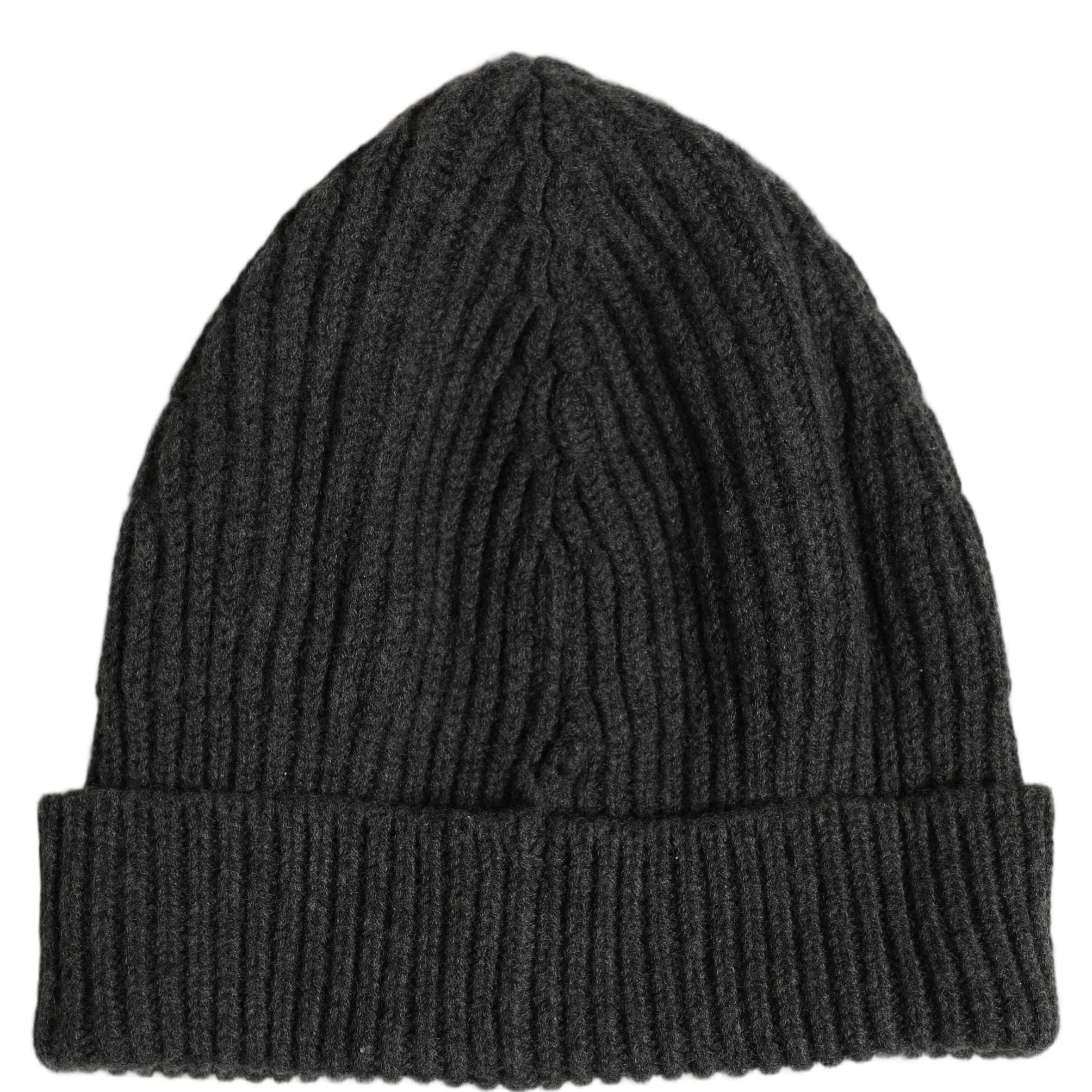 Dolce & Gabbana Men Charcoal Grey Ribbed Wool Knit Beanie One Size Hat