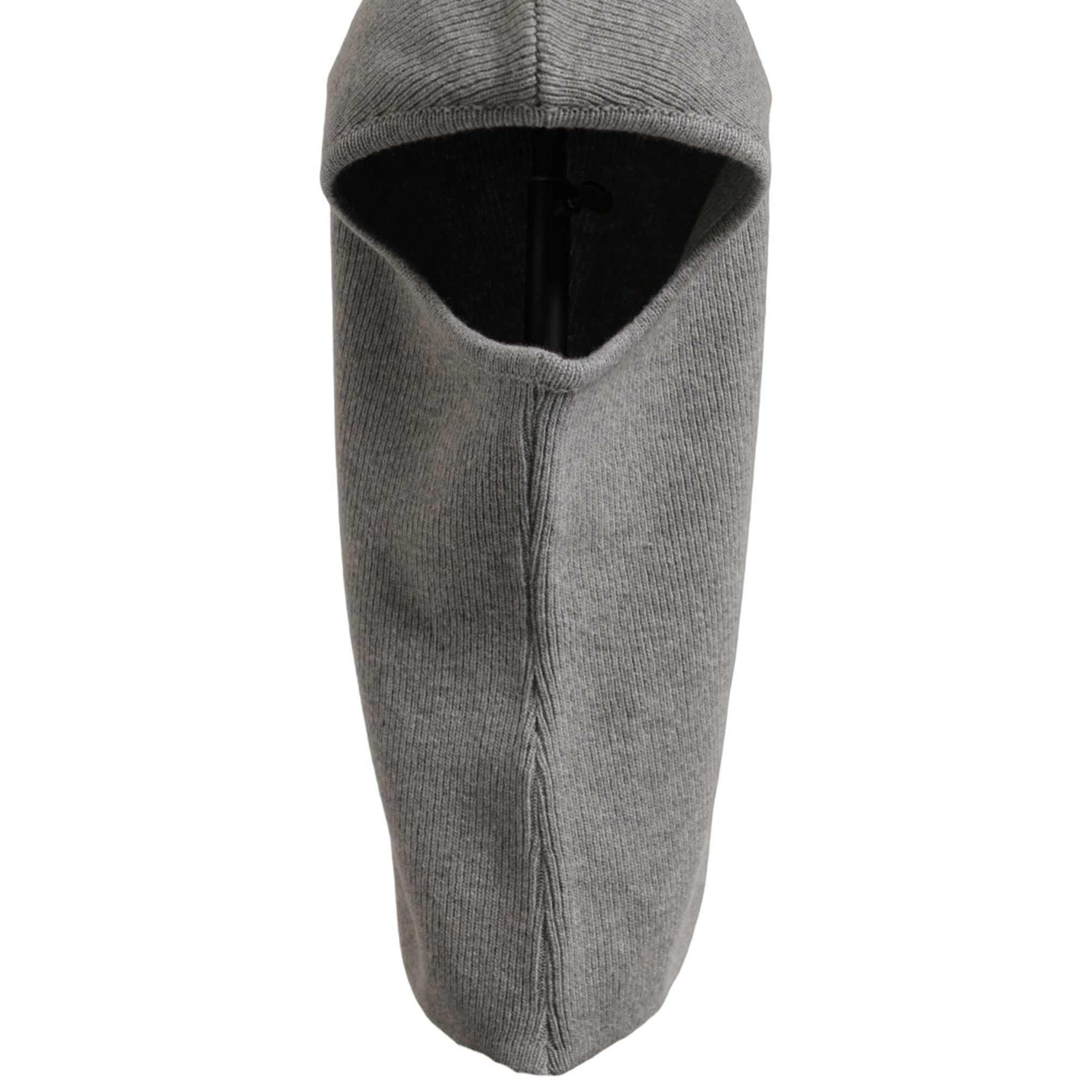 Dolce & Gabbana Men Grey Wool Ribbed Knit Balaclava Wrap One Size Hat