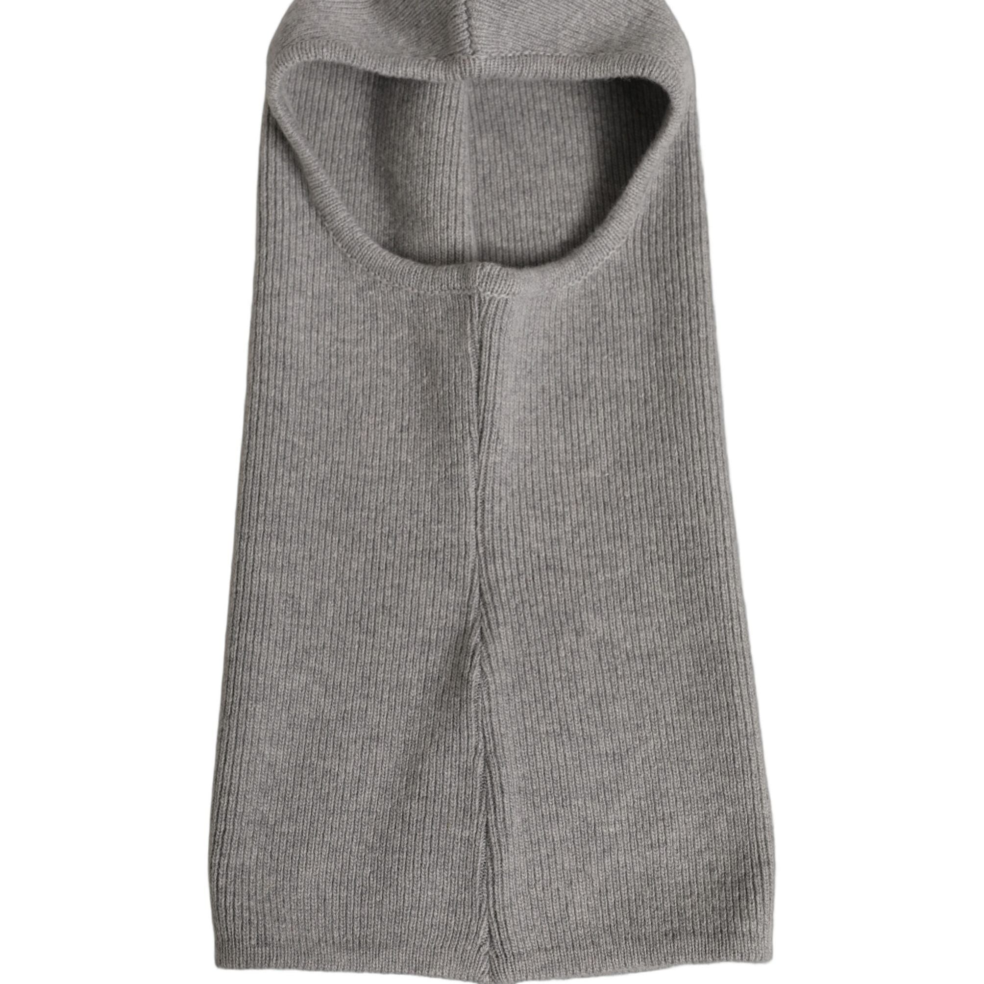 Dolce & Gabbana Men Grey Wool Ribbed Knit Balaclava Wrap One Size Hat