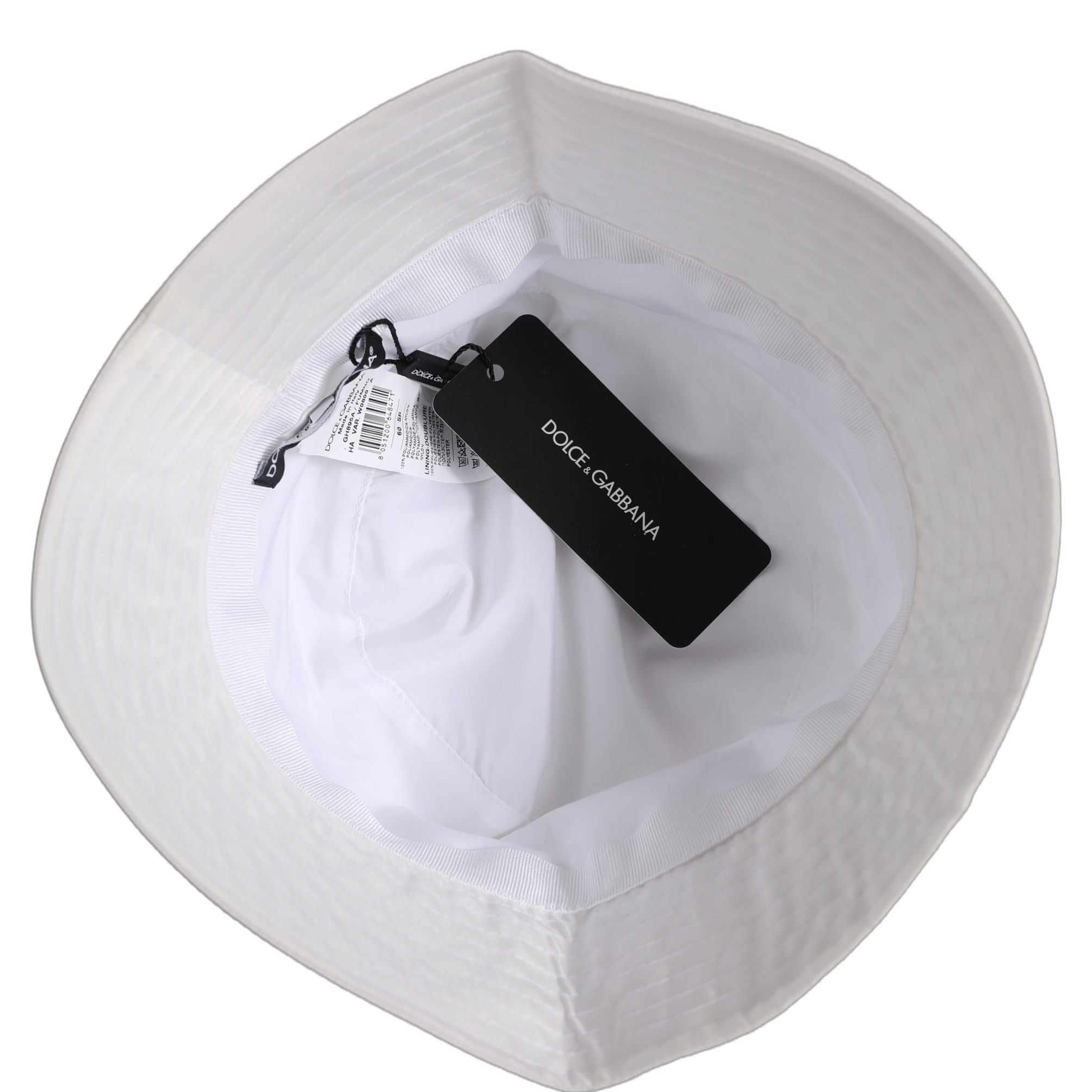 Dolce & Gabbana Men White Nylon Wide Brim Bucket Capello Hat