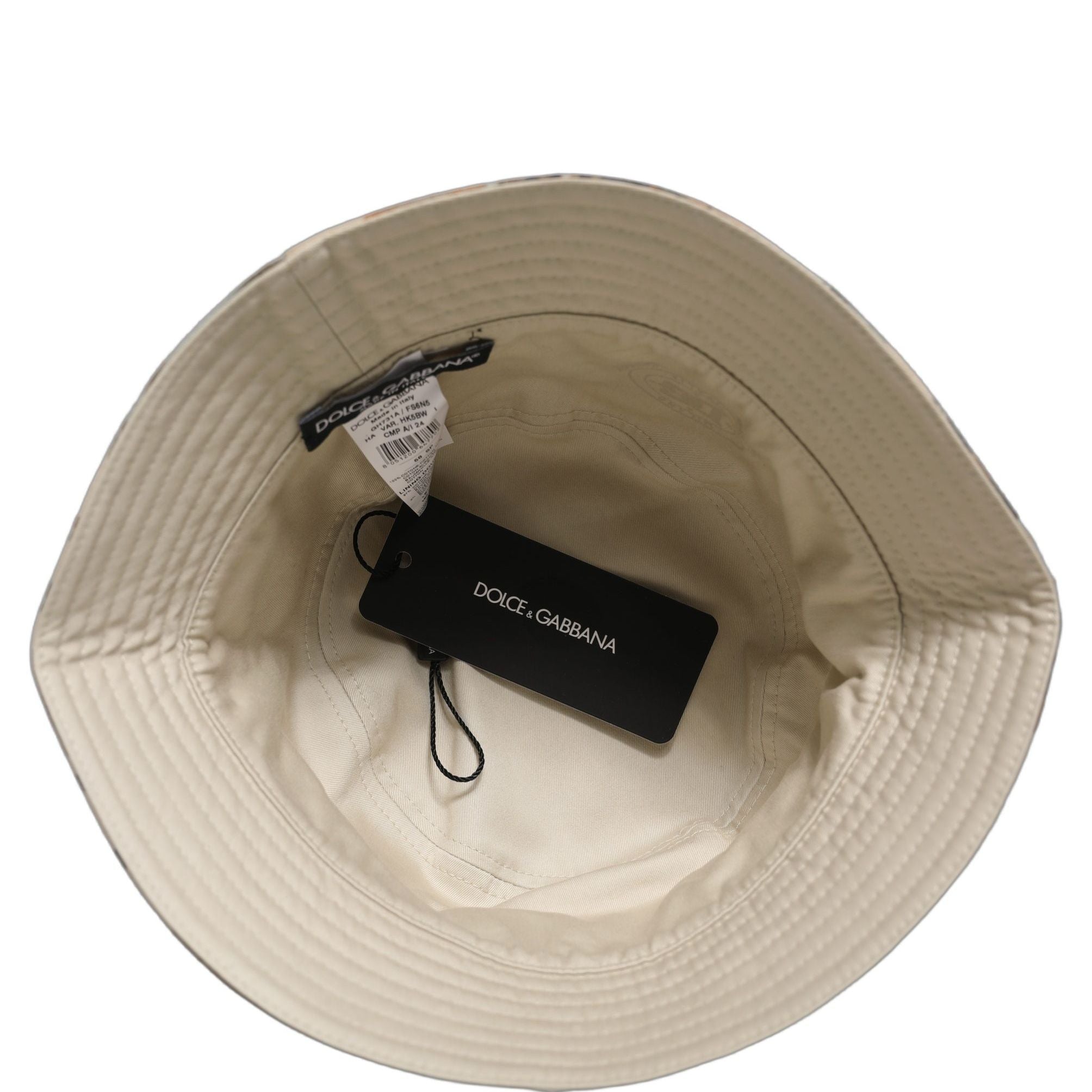 Dolce & Gabbana Men Beige Floral Wide Brim Bucket Capello Hat