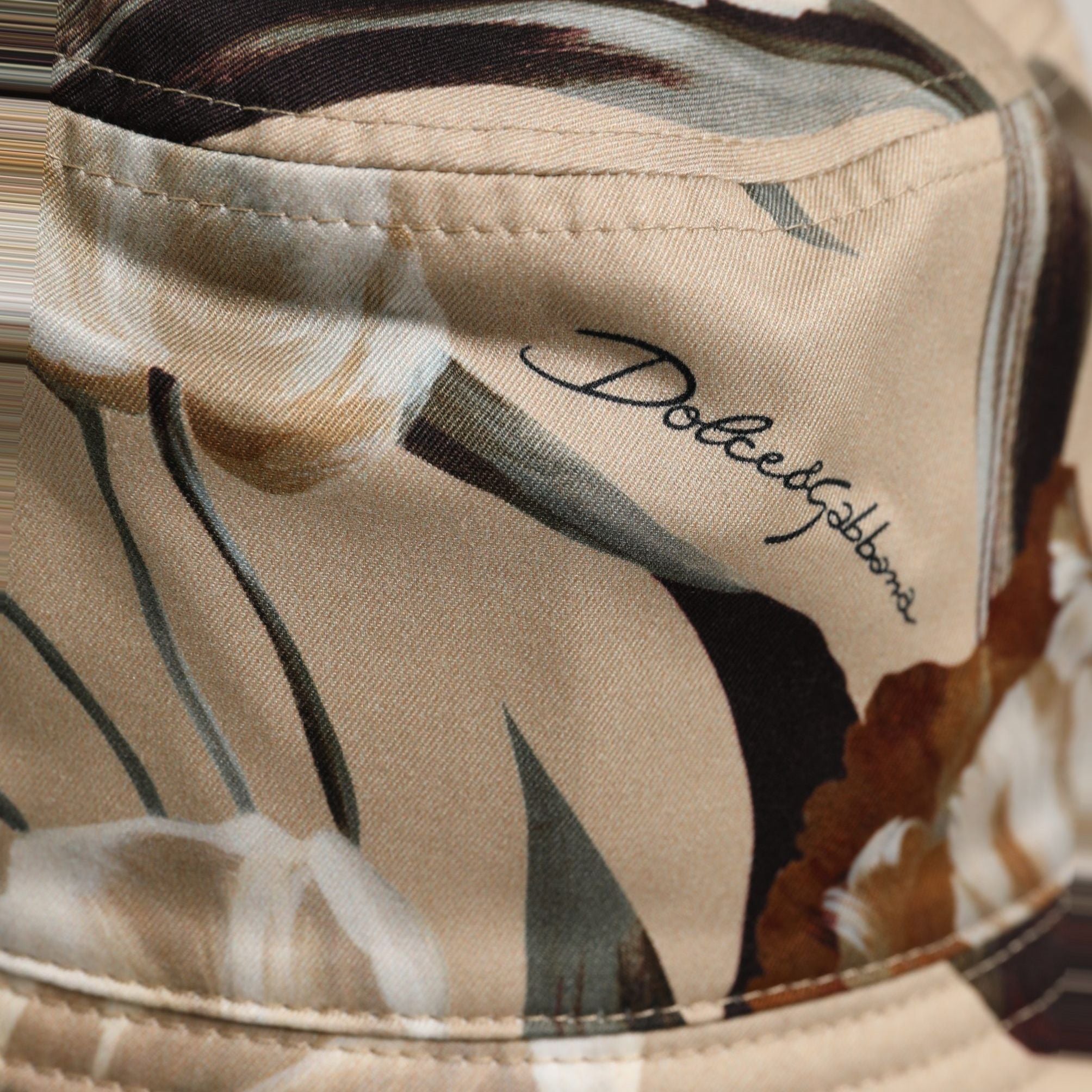 Dolce & Gabbana Men Beige Floral Wide Brim Bucket Capello Hat