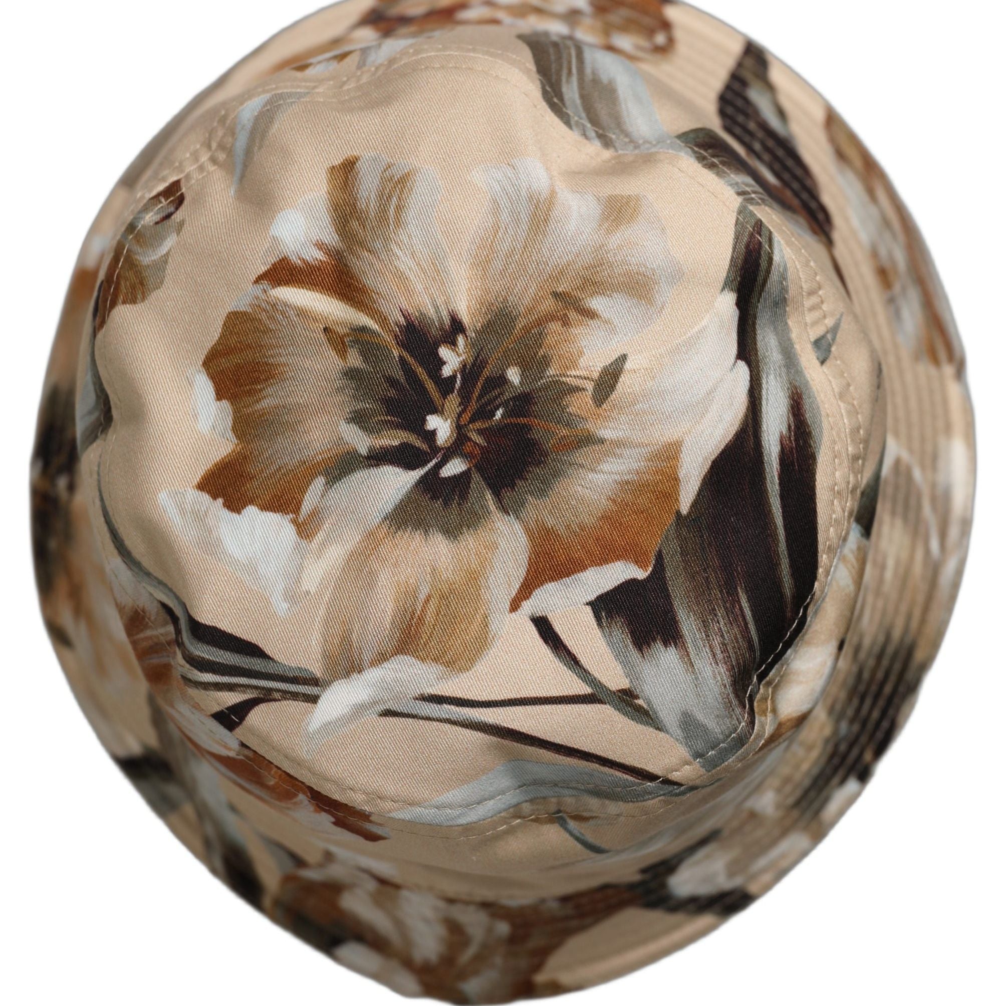 Dolce & Gabbana Men Beige Floral Wide Brim Bucket Capello Hat