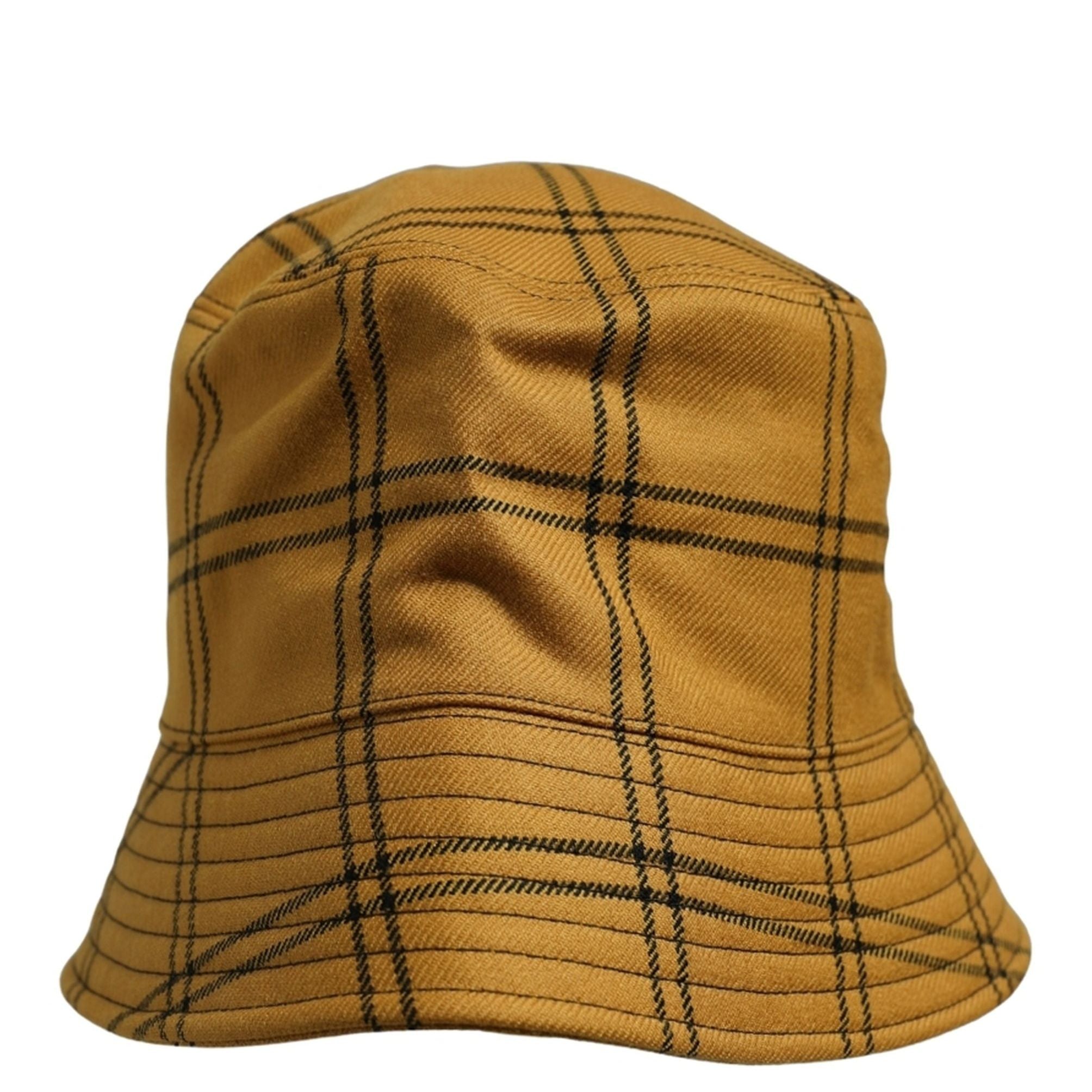 Dolce & Gabbana Men Dark Yellow Check Wide Brim Bucket Cap Hat