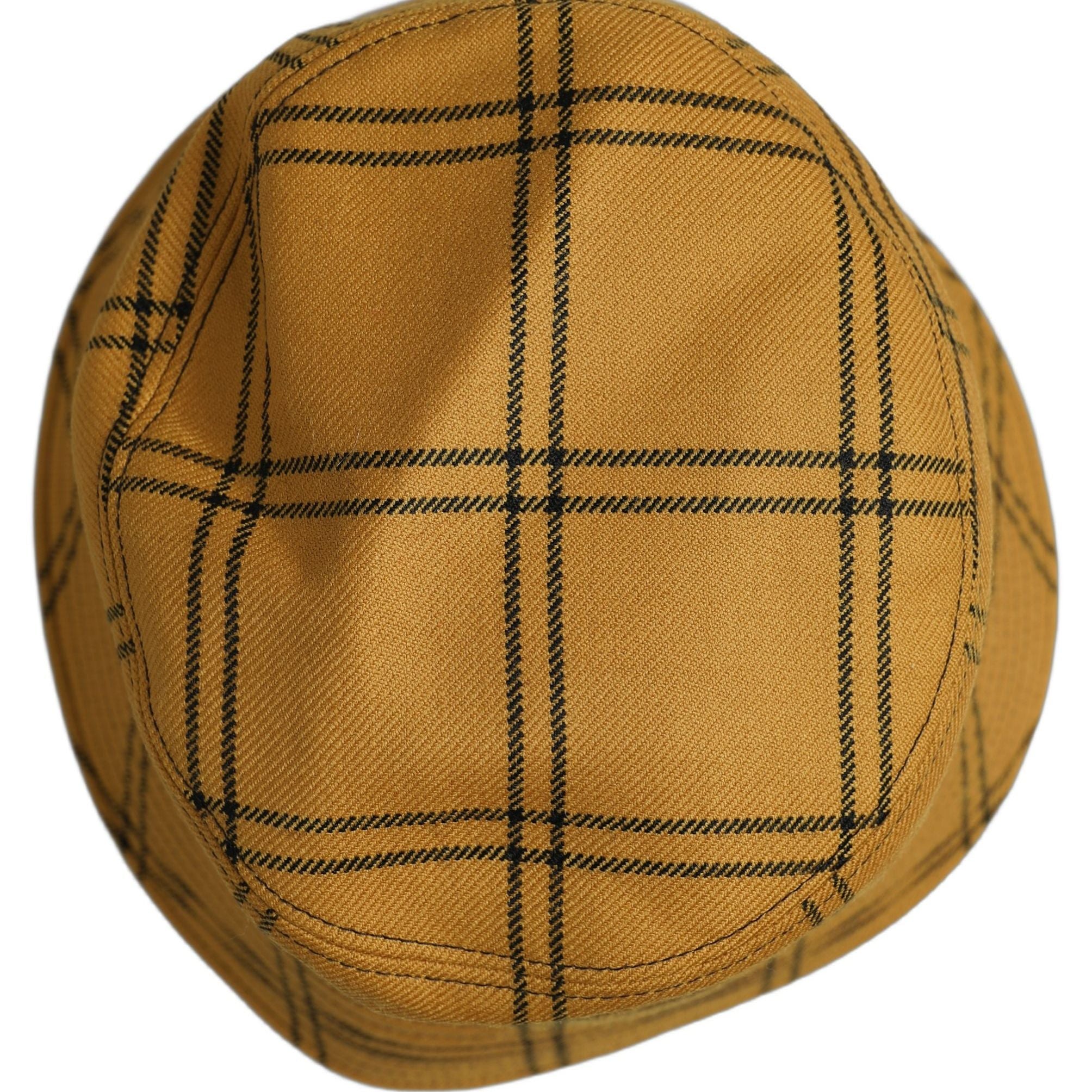 Dolce & Gabbana Men Dark Yellow Check Wide Brim Bucket Cap Hat