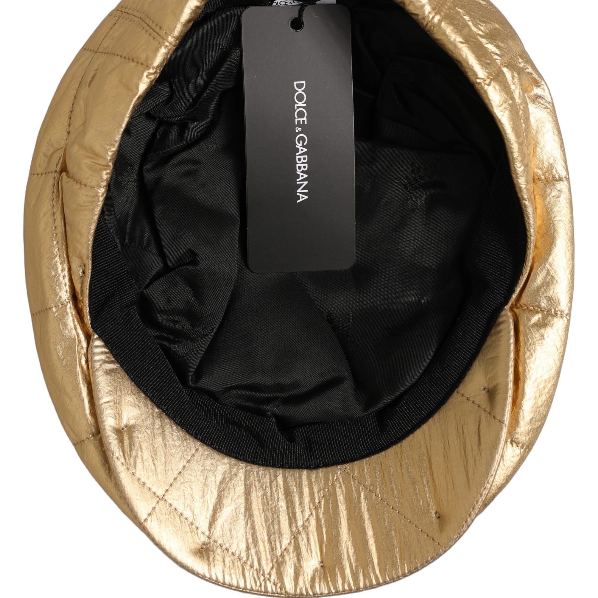 Dolce & Gabbana Men Gold Wide Quilted Newsboy Capello Hat