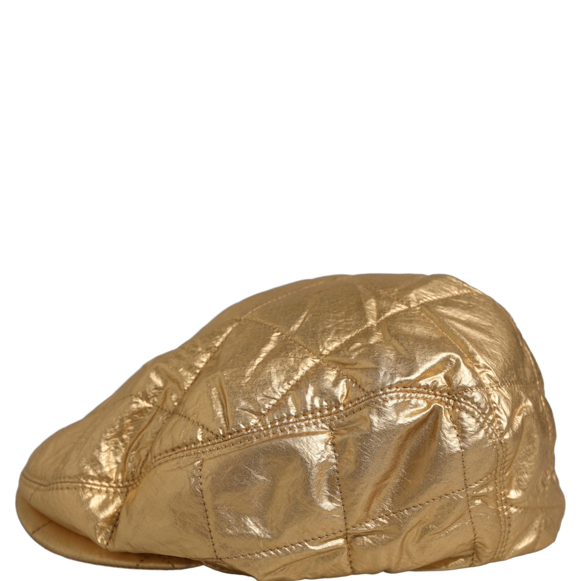 Dolce & Gabbana Men Gold Wide Quilted Newsboy Capello Hat